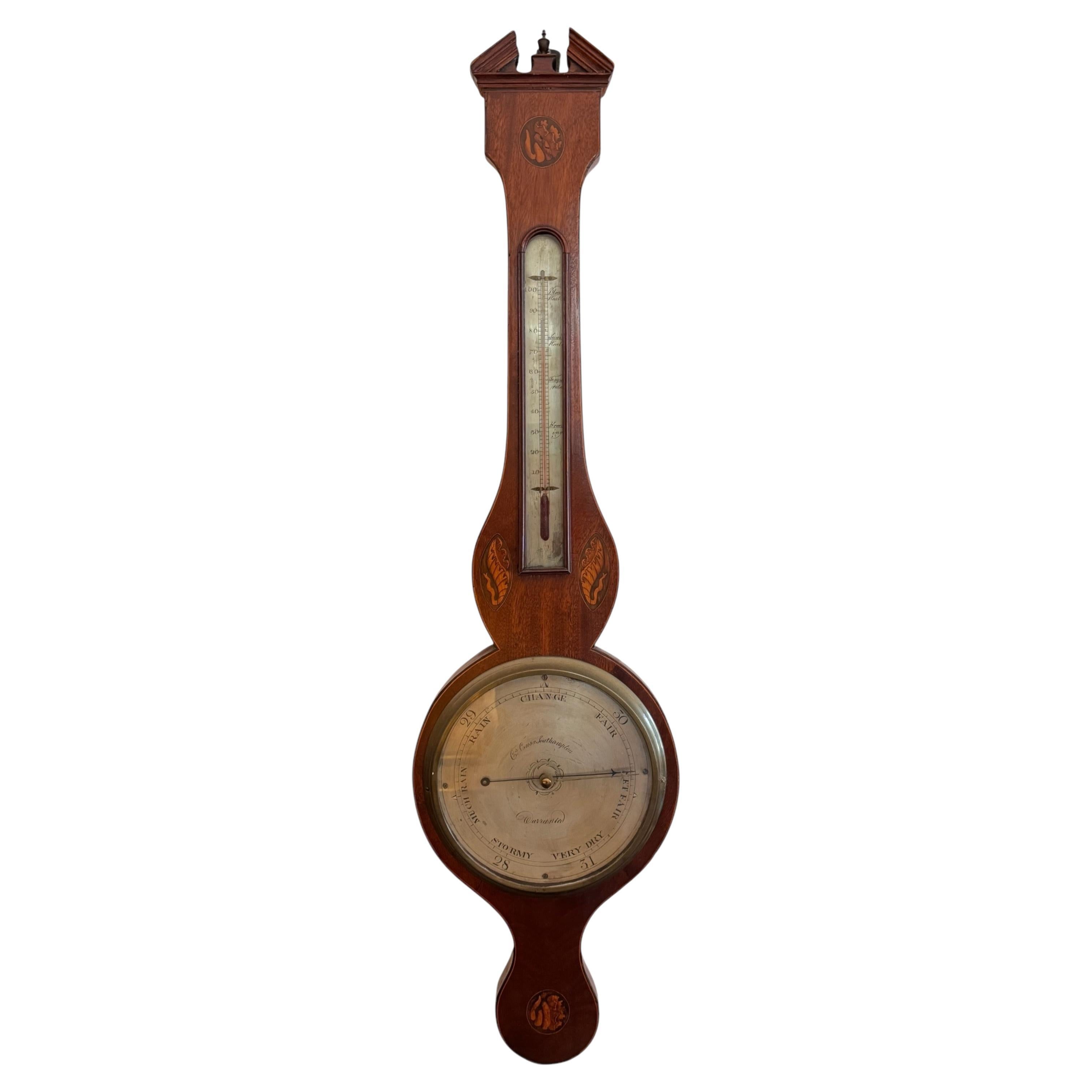English George III Mahogany Barometer by C. Cusack, Southampton