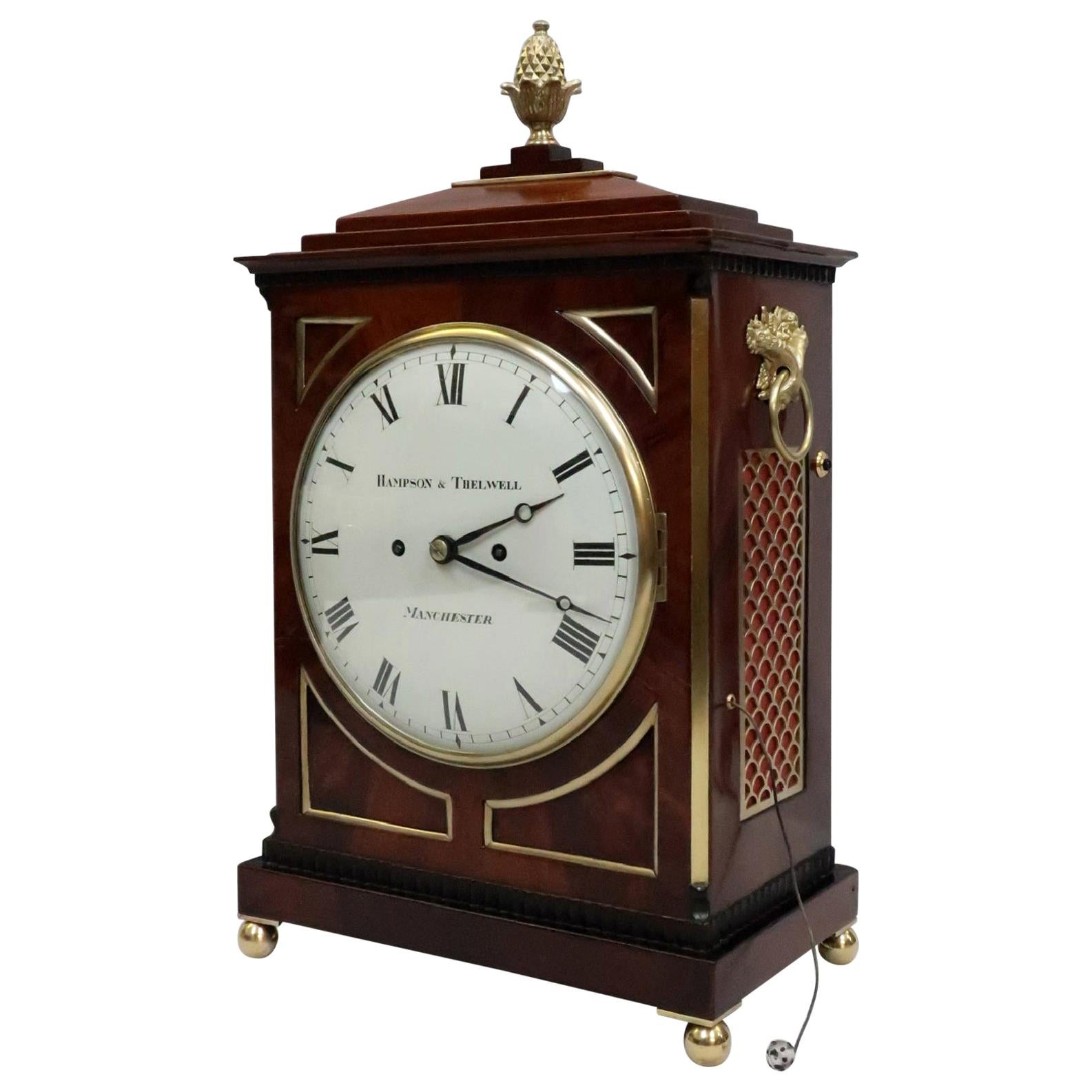 English George III Mahogany Bracket Clock by Hampson & Thelwell For Sale