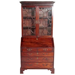 English George III Mahogany Bureau Bookcase or Secretary