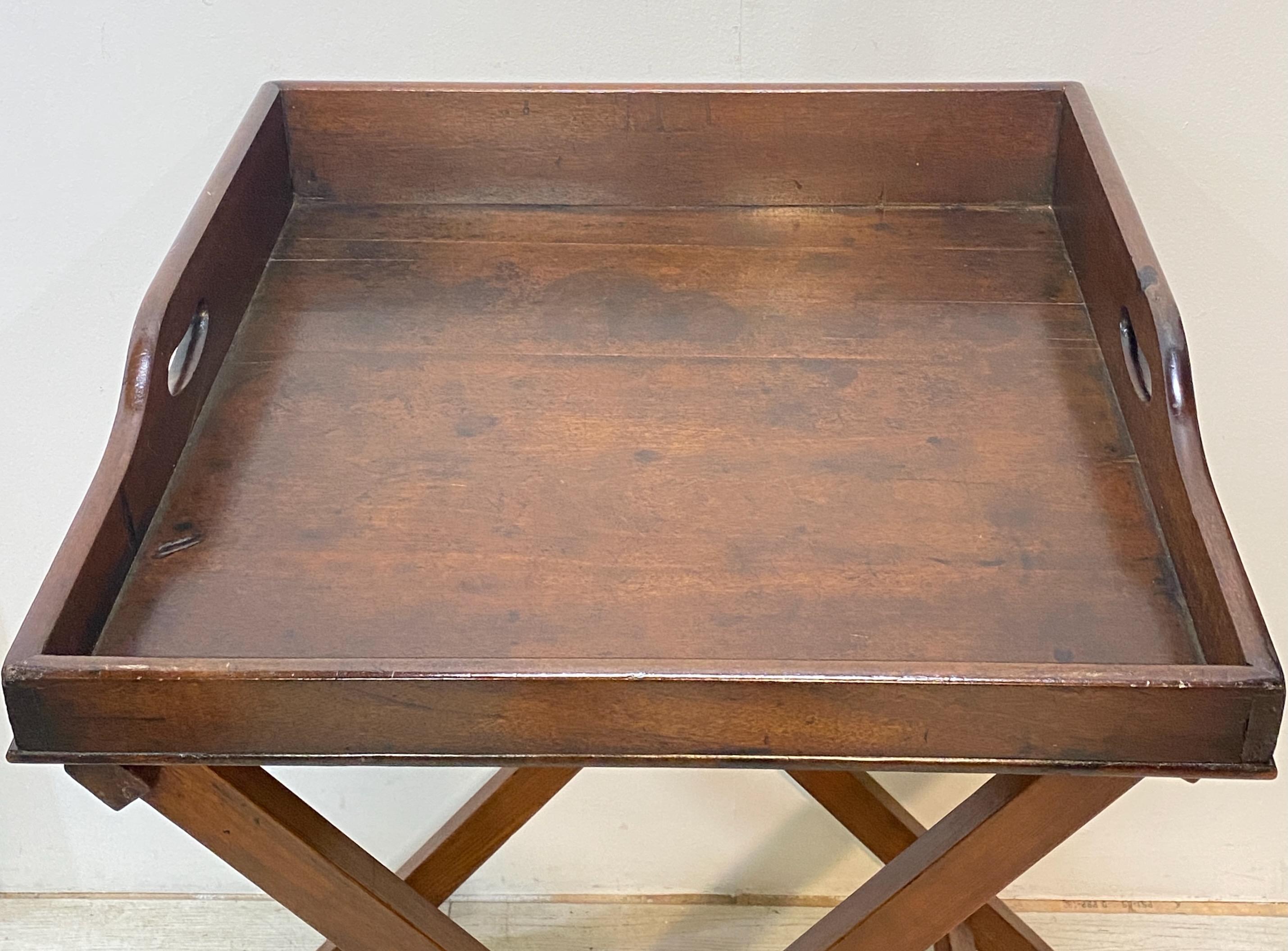 wooden butler stand with tray