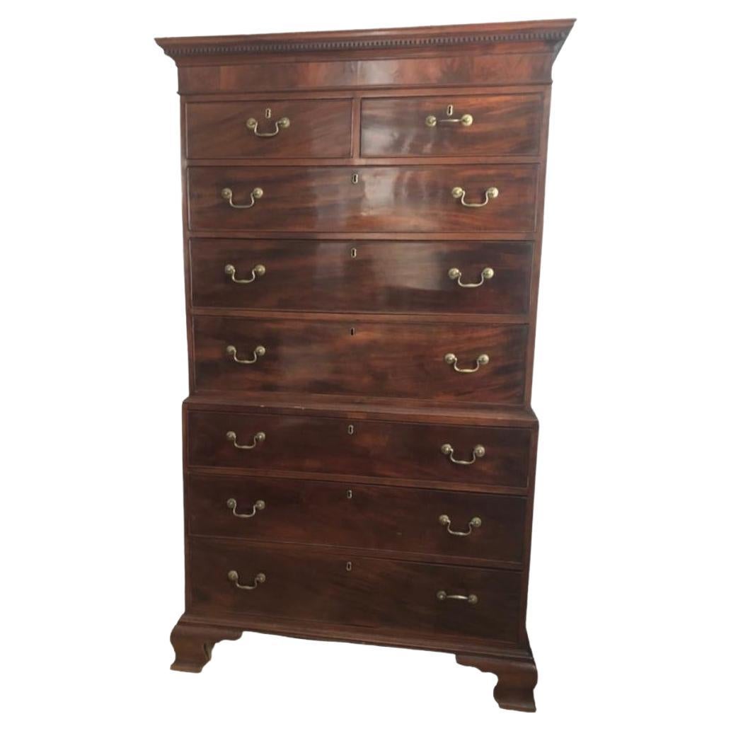 English George III Mahogany Chest-on-chest Third Quarter 18th Century For Sale
