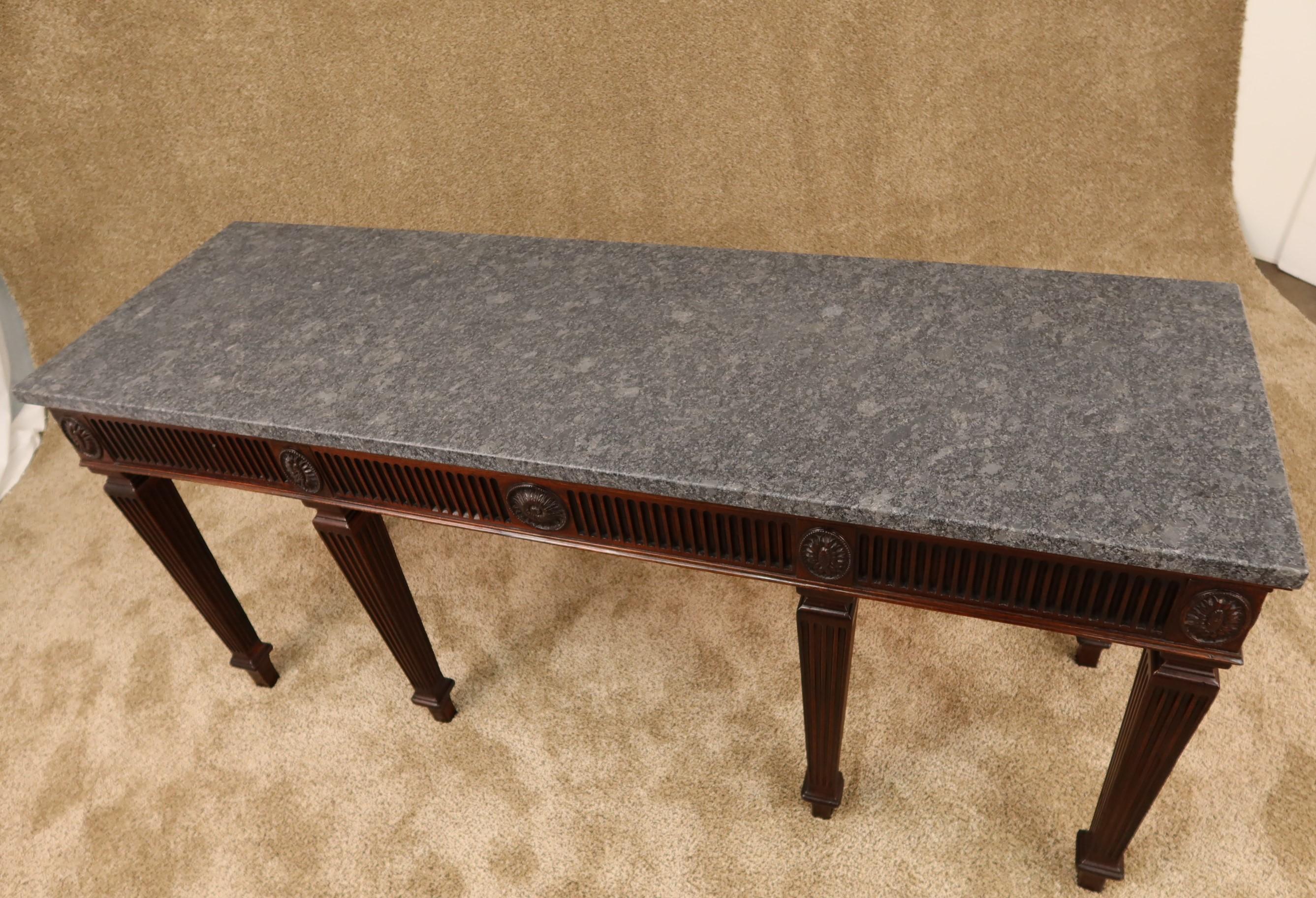 Hand-Crafted English George III Mahogany Console with Stone Top, Base, circa 1780 For Sale