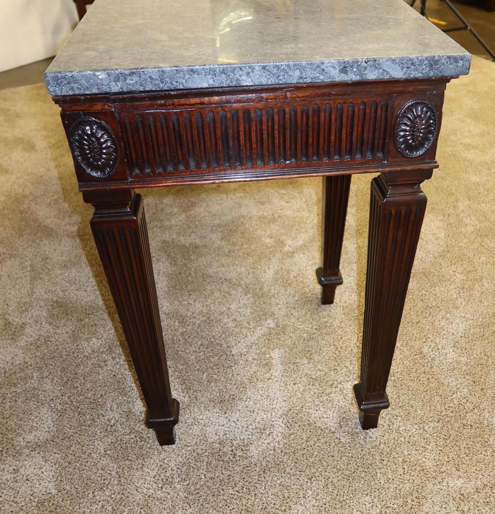 English George III Mahogany Console with Stone Top, Base, circa 1780 In Good Condition For Sale In Barrington, IL