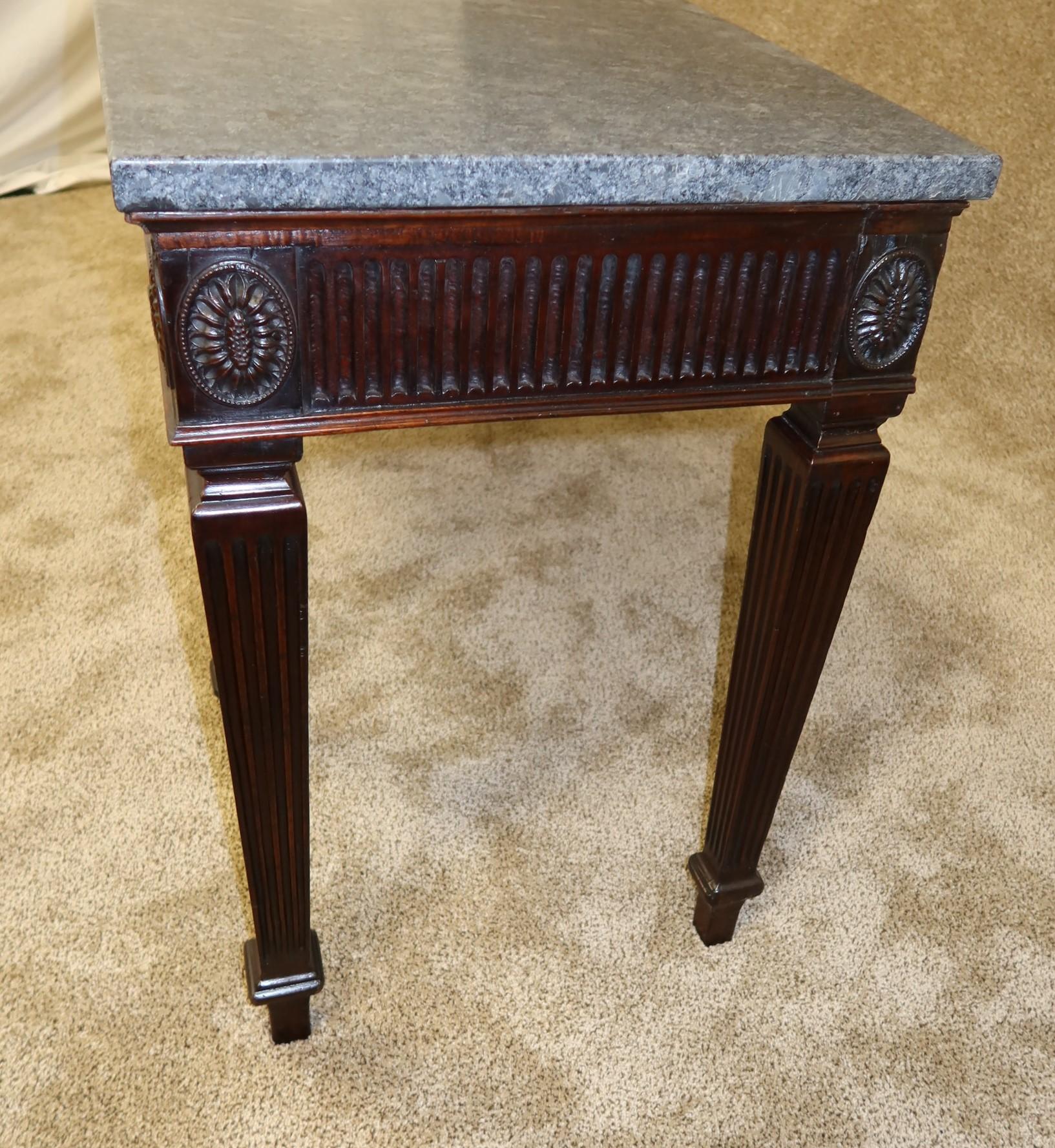 Late 18th Century English George III Mahogany Console with Stone Top, Base, circa 1780 For Sale