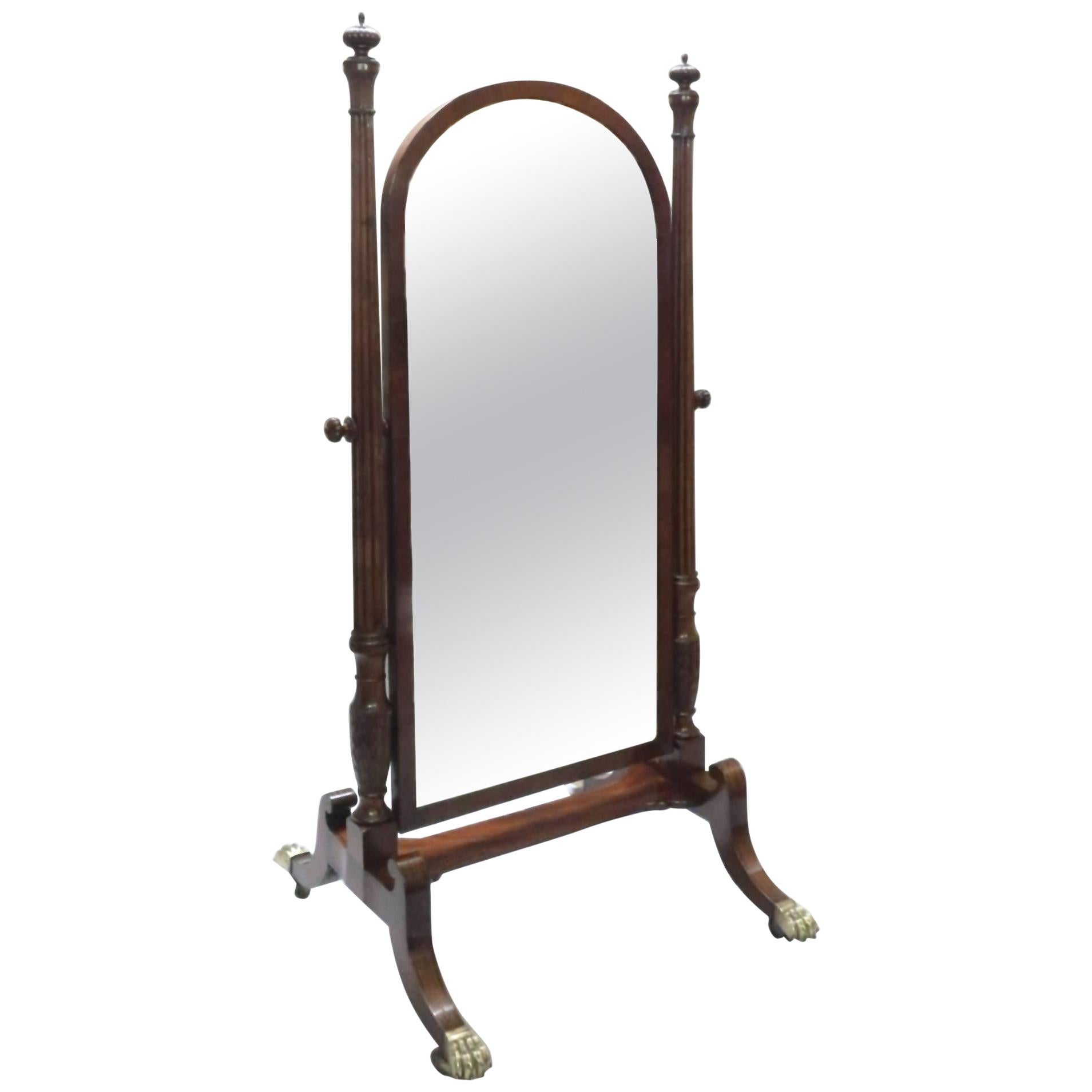 English George III Mahogany Country House Cheval Mirror Attributed to Gillows For Sale