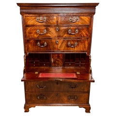 English George III Mahogany Gentleman's Secretaire Chest on Chest 1790-1819