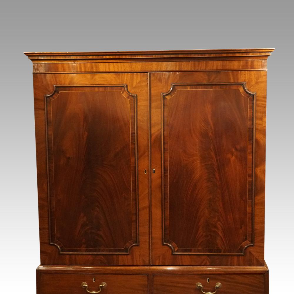 Mahogany English George III mahogany linen press Circa 1800