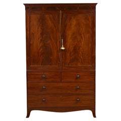 Antique English George III Mahogany Linen Press