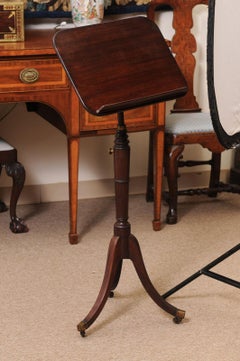 English George III Mahogany Music Stand with Tripod Base and Brass Castors