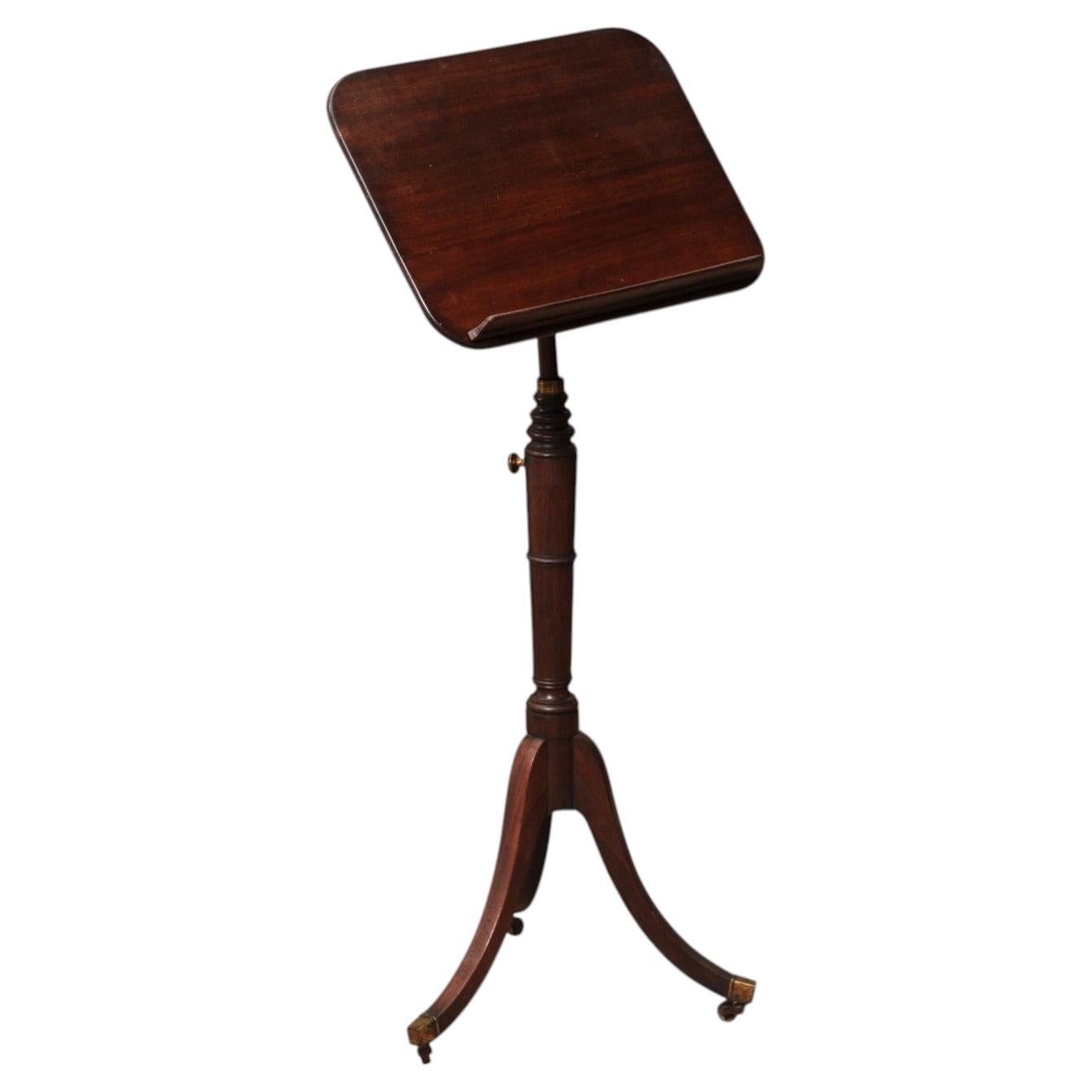English George III Mahogany Music Stand with Tripod Base and Brass Castors