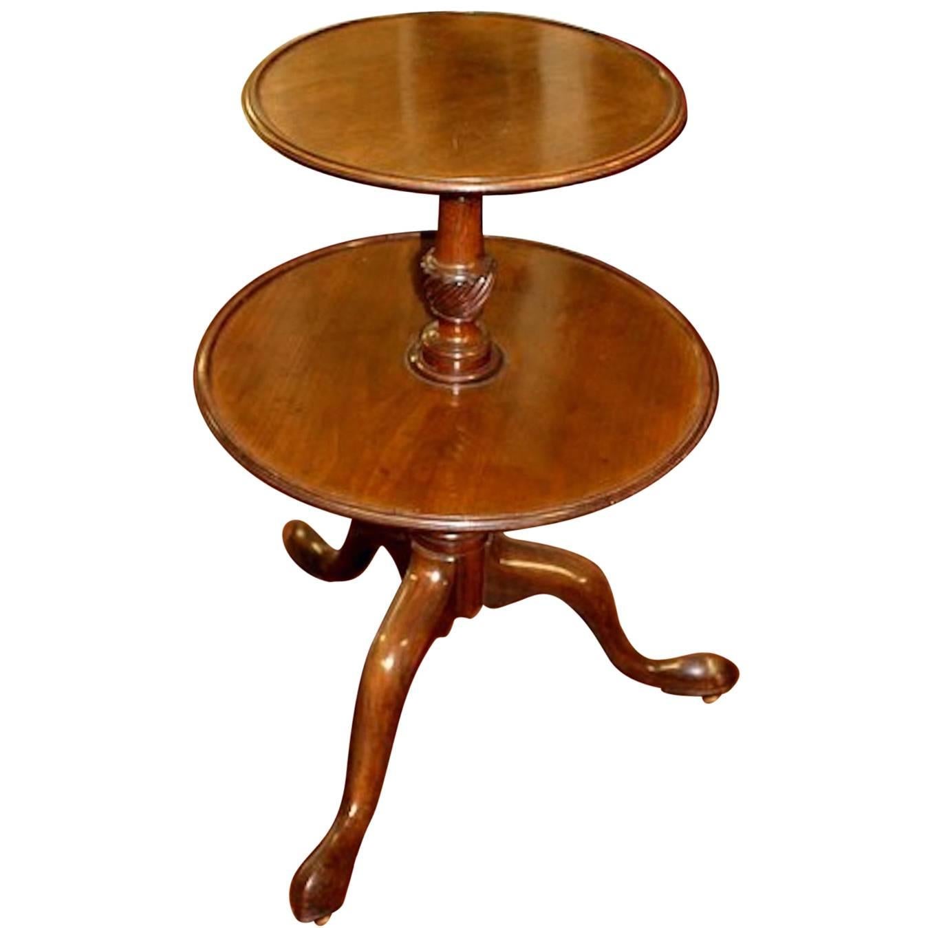 English George III Mahogany Queen Anne Style Circular Revolving Dumb Waiter For Sale