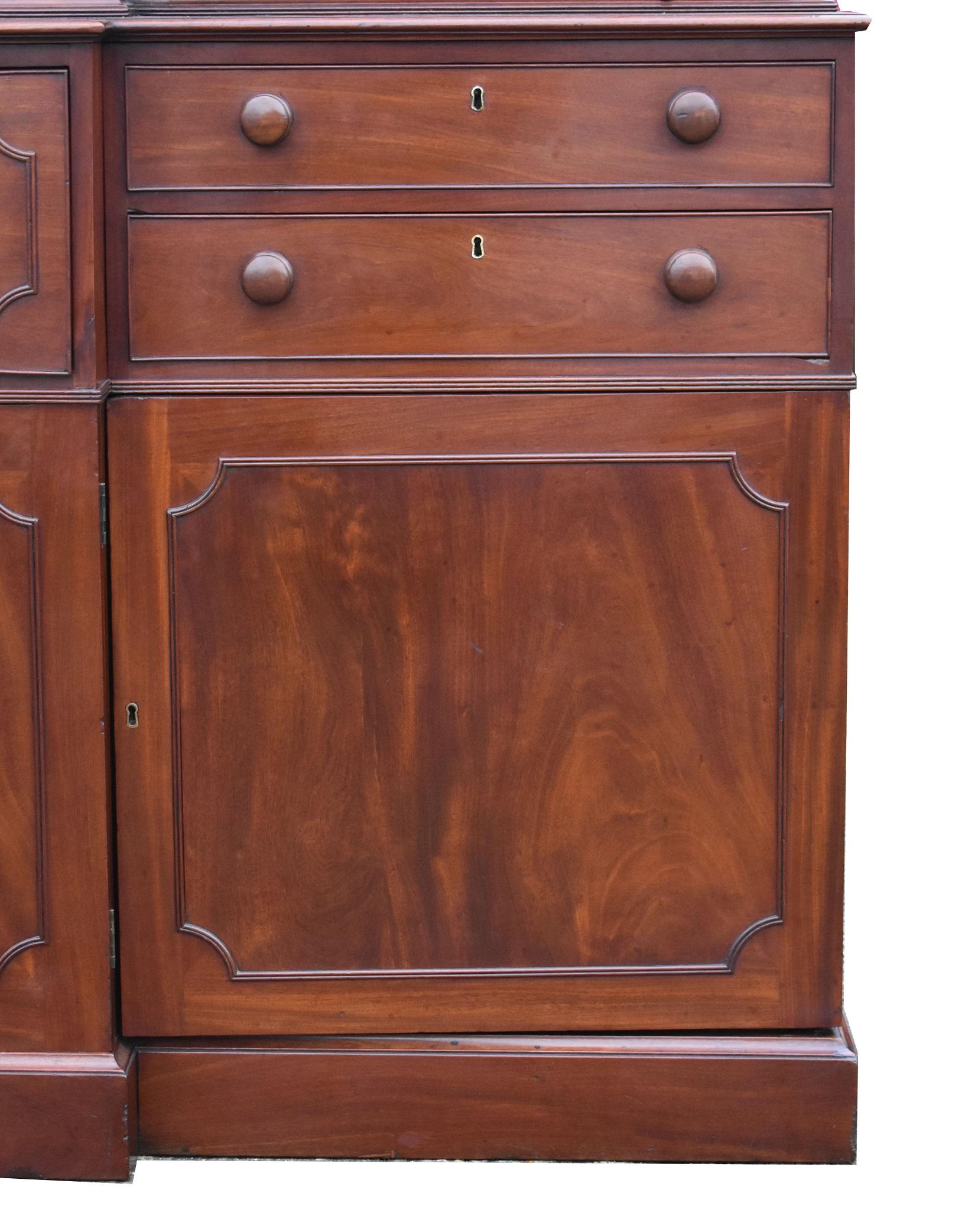 English George III Mahogany Secretaire Breakfront Bookcase For Sale 2