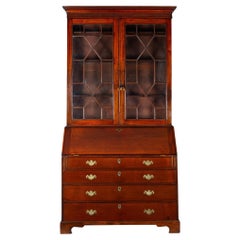 English George III Mahogany Secretary Desk and Bookcase, 18th Century