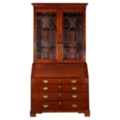 English George III Mahogany Secretary Desk and Bookcase, 18th Century