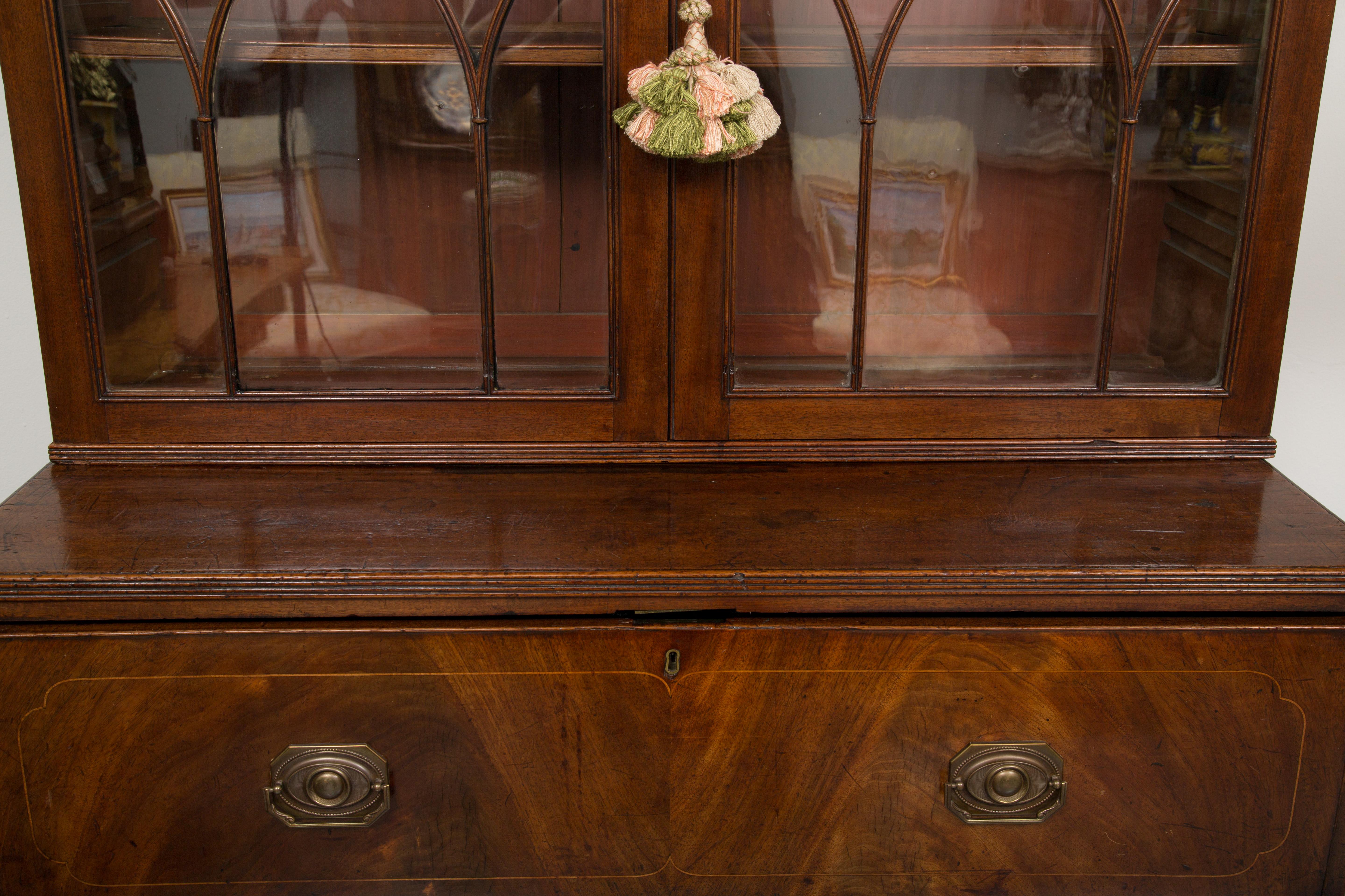 English George III Mahogany Secretary Bureau Bookcase 9