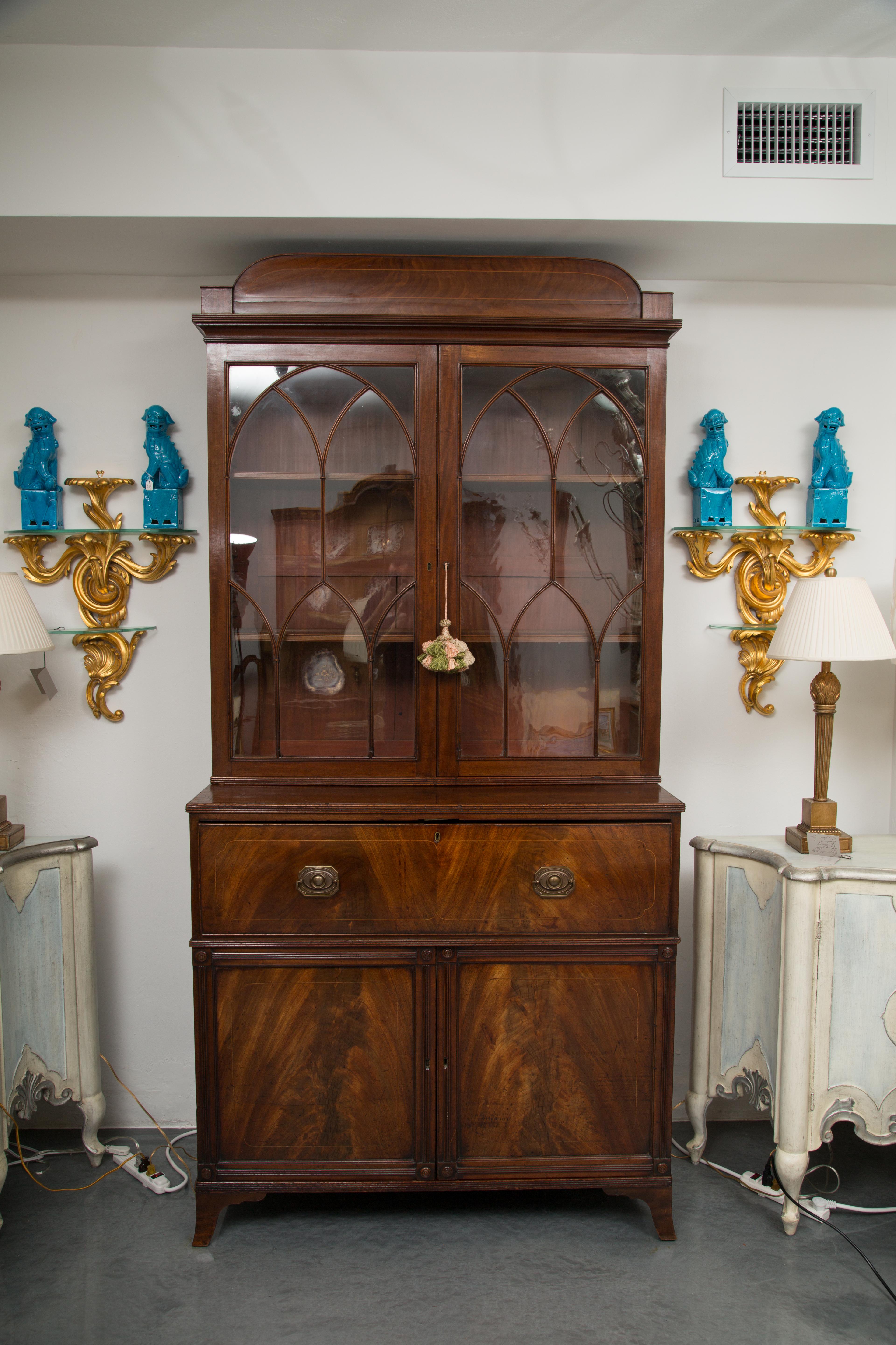 English George III Mahogany Secretary Bureau Bookcase 11