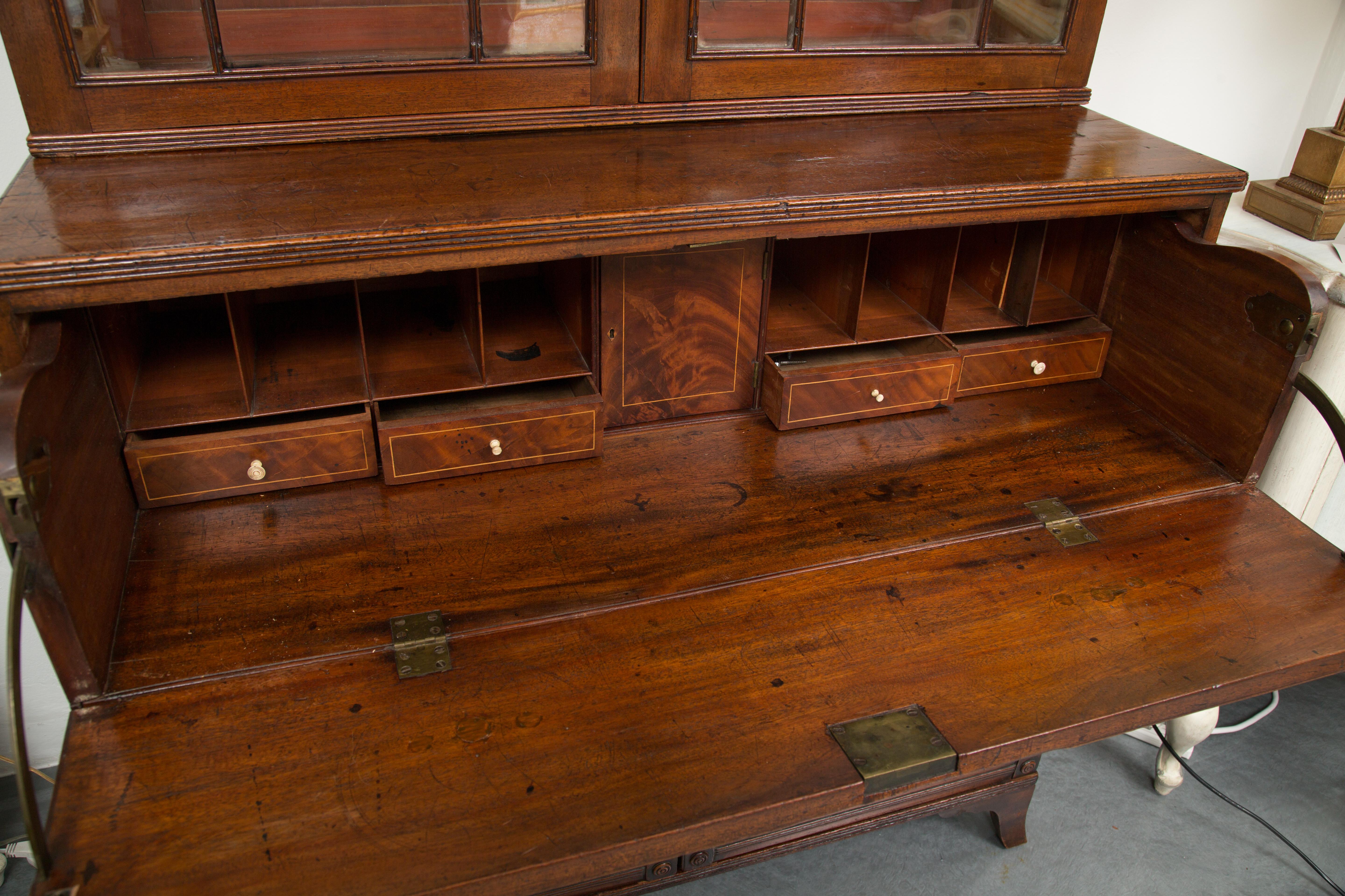 English George III Mahogany Secretary Bureau Bookcase 5