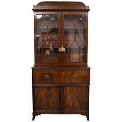 English George III Mahogany Secretary Bureau Bookcase