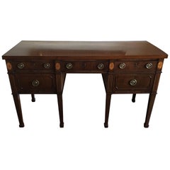 Antique English George III Mahogany Sideboard with Decorative Inlay, Late 18th Century 