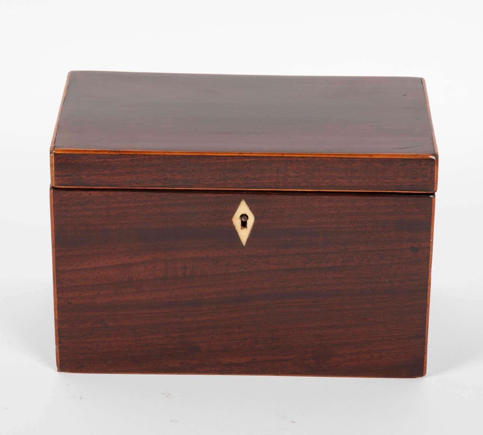 19th Century English George III Mahogany Tea Caddy