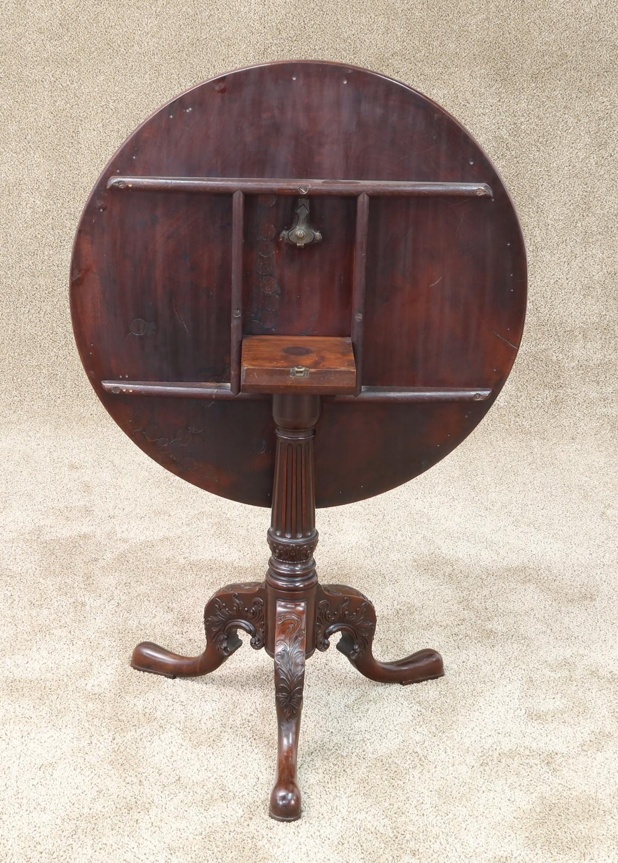 English George III Mahogany Tilt-Top Tea Table with Well-Carved Base, circa 1780 For Sale 1