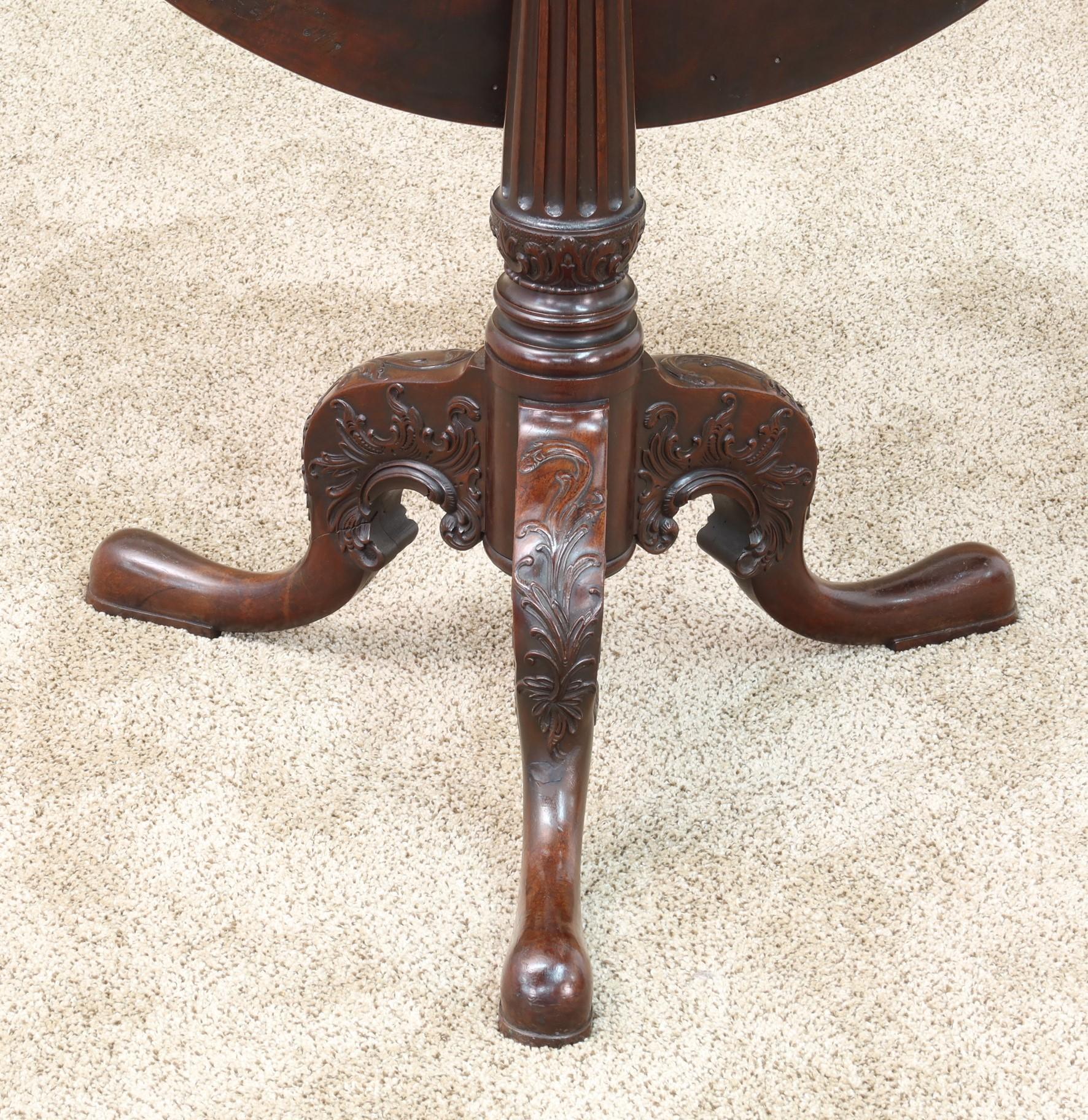 English George III Mahogany Tilt-Top Tea Table with Well-Carved Base, circa 1780 For Sale 2