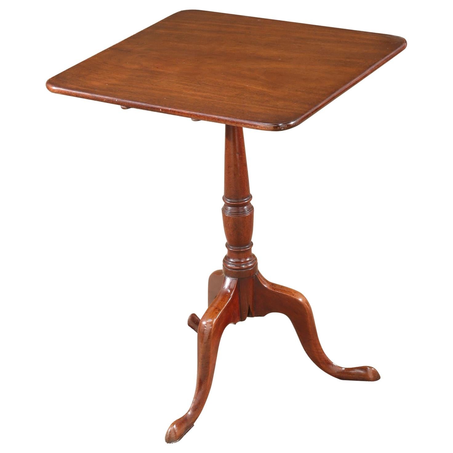 English George III Mahogany Tilt-Top Wine Table with Square Top, circa 1790 For Sale