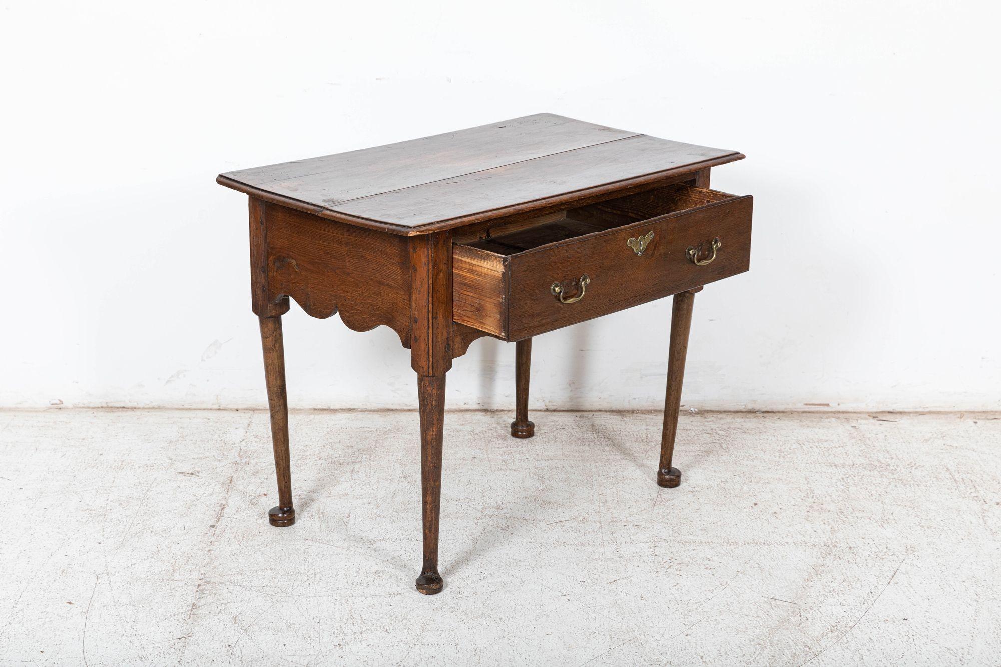 Late 18th Century English George III Oak & Fruitwood Side Table / Low Boy
