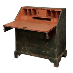 English George III Painted Oak Bureau, circa 1760