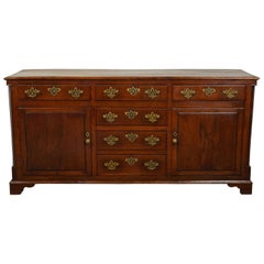 English George III Period 1800s Oak Server / Dresser Base with Drawers, Doors