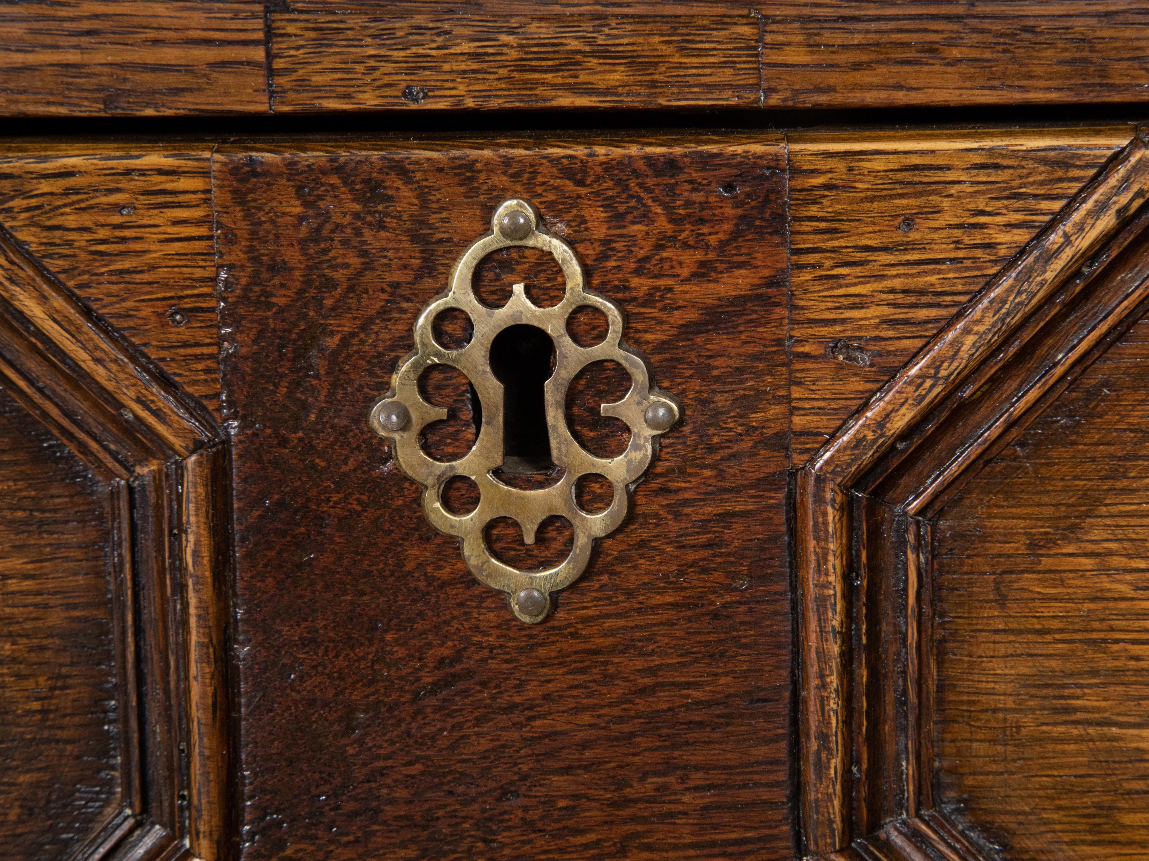 English George III Period 1800s Oak Two Part Geometric Front Five Drawer Chest For Sale 9
