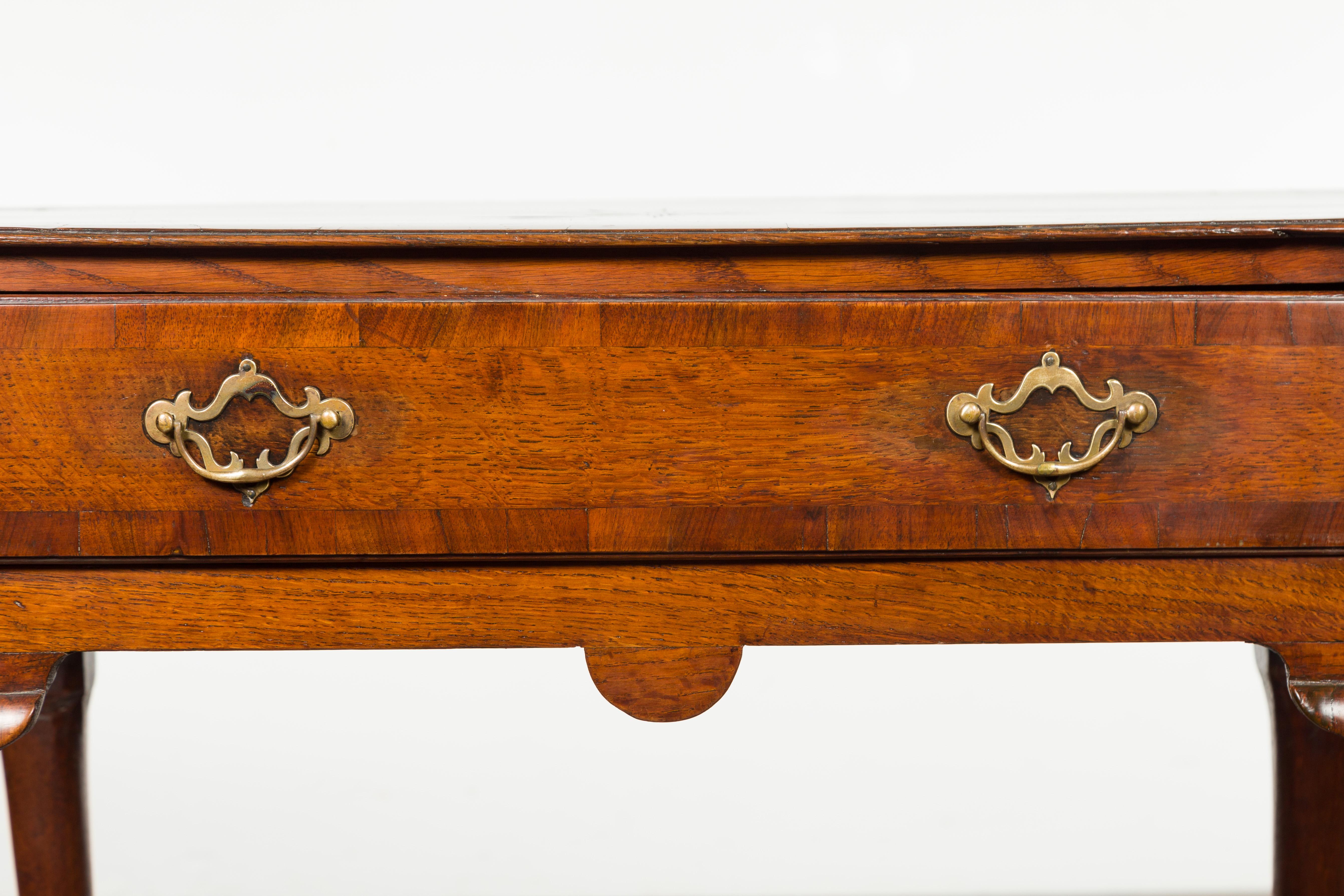 English George III Period 1810s Oak Lowboy with Single Drawer and Star Inlay 6