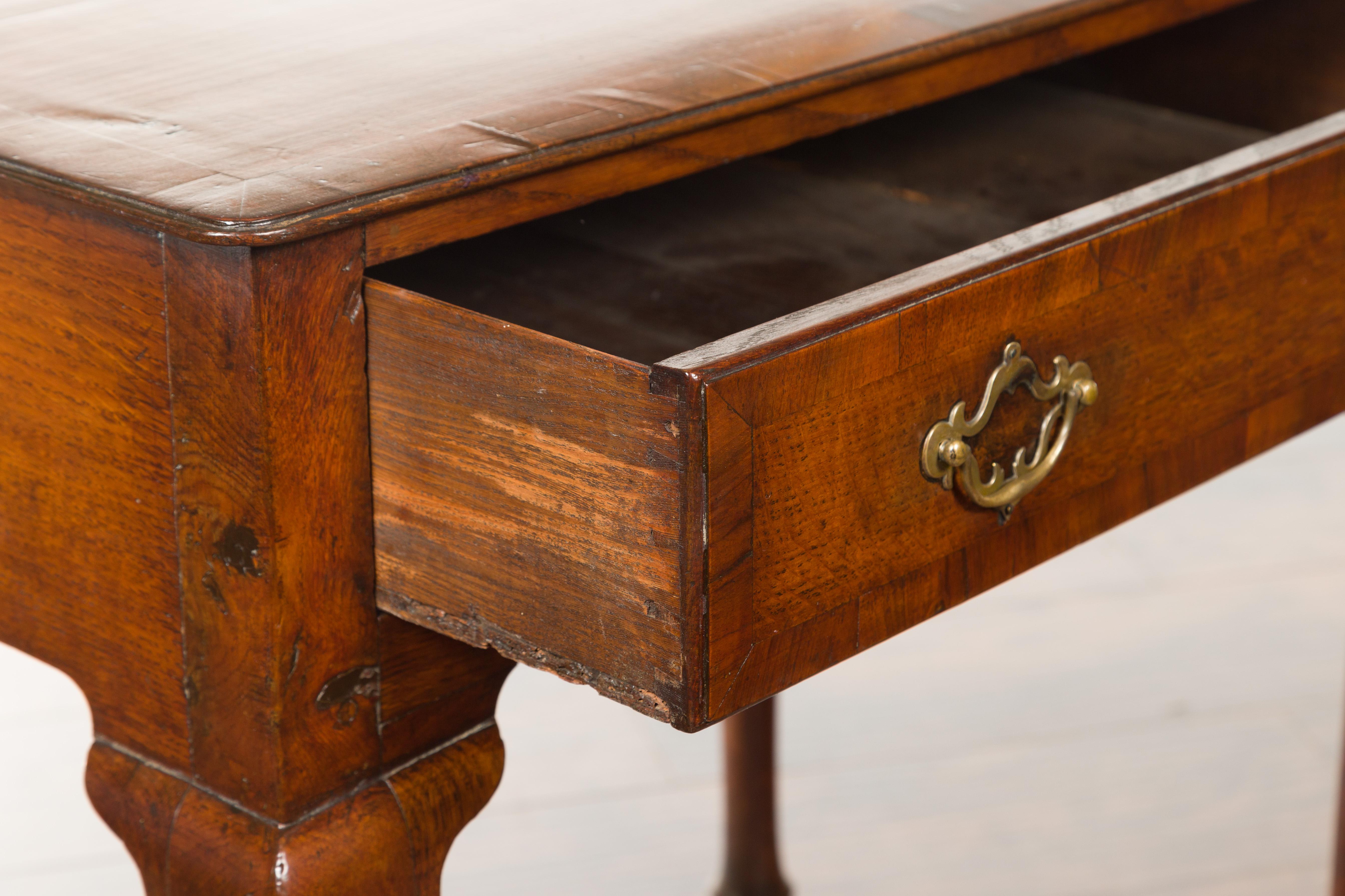 English George III Period 1810s Oak Lowboy with Single Drawer and Star Inlay 10