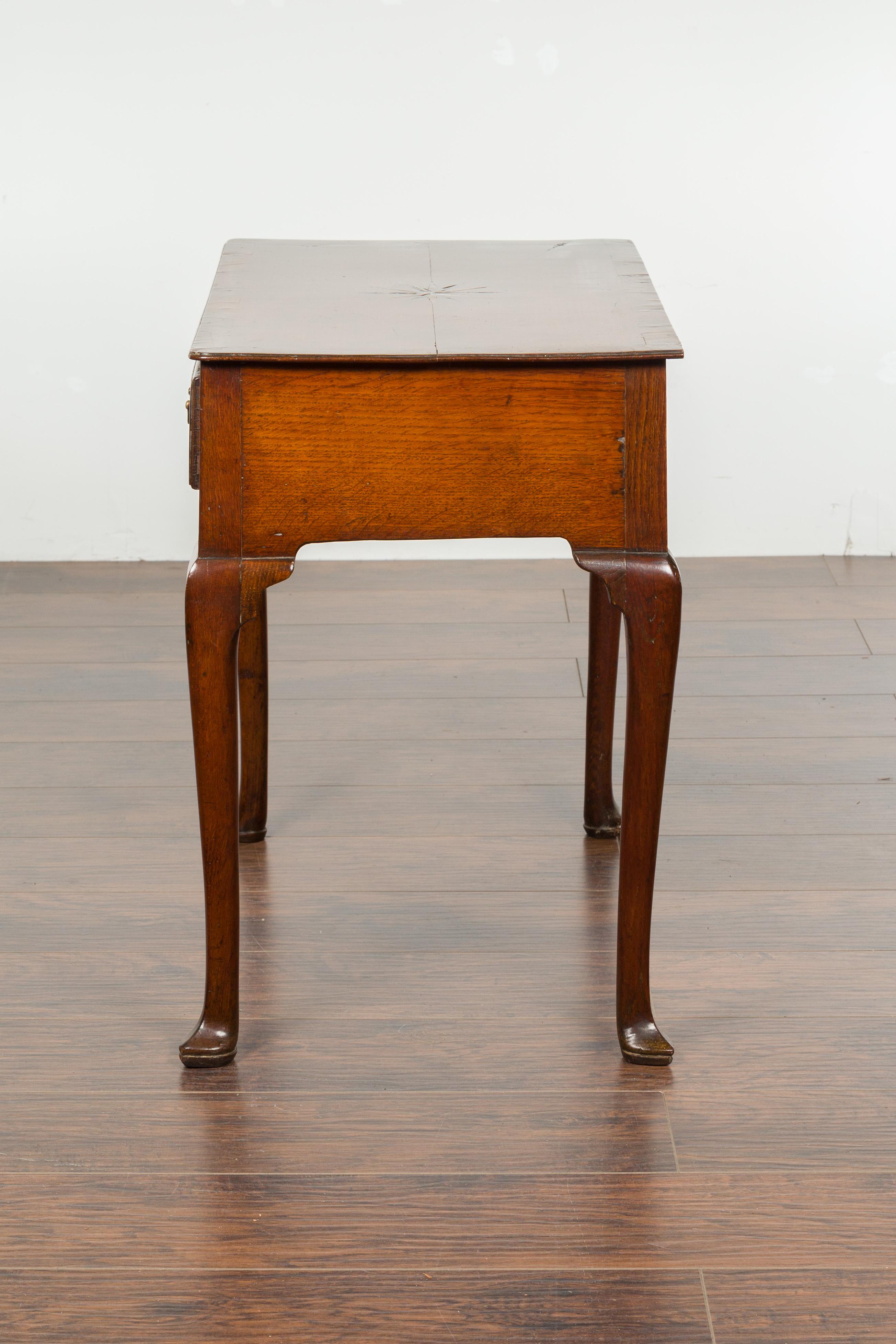 English George III Period 1810s Oak Lowboy with Single Drawer and Star Inlay 13