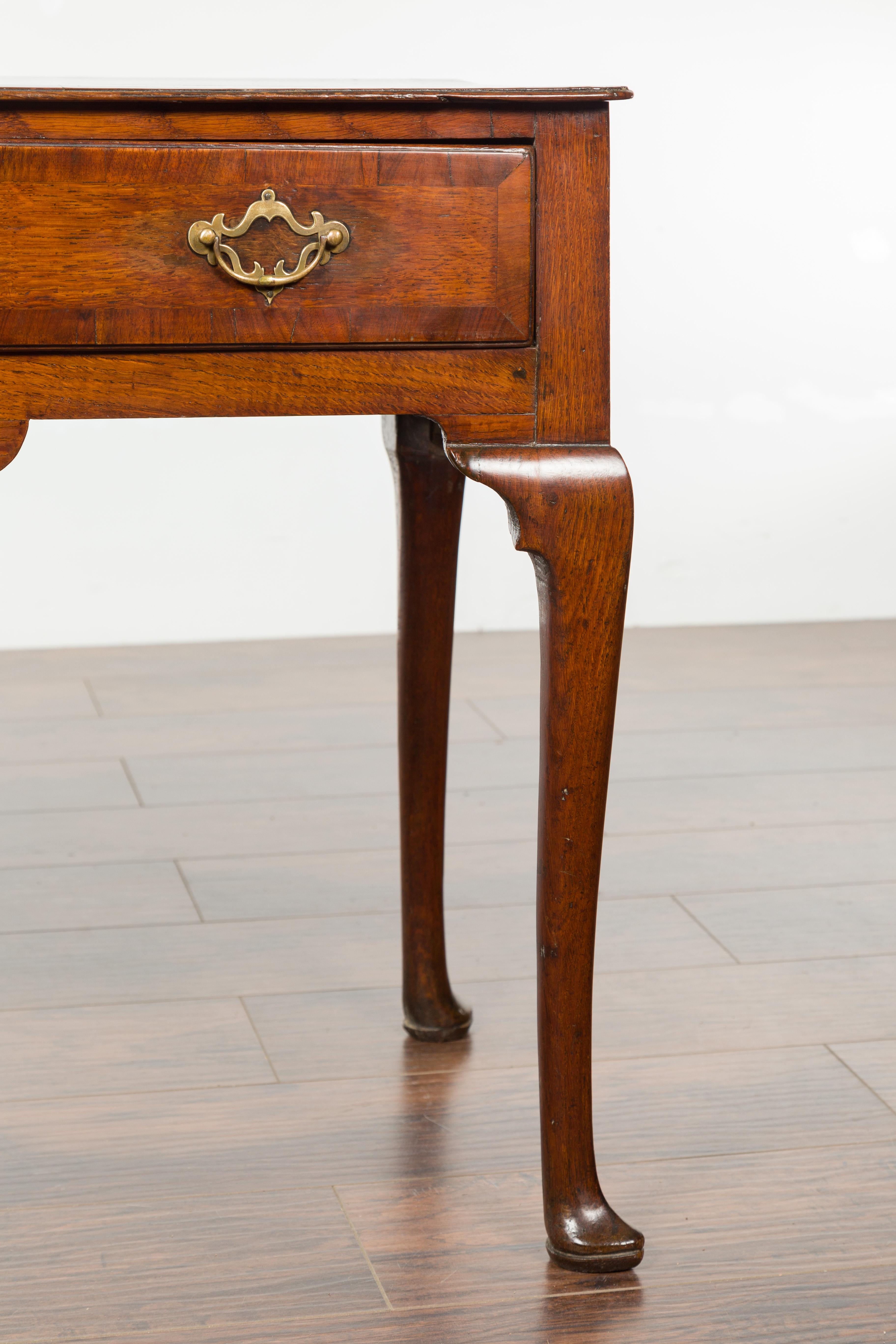 English George III Period 1810s Oak Lowboy with Single Drawer and Star Inlay 3