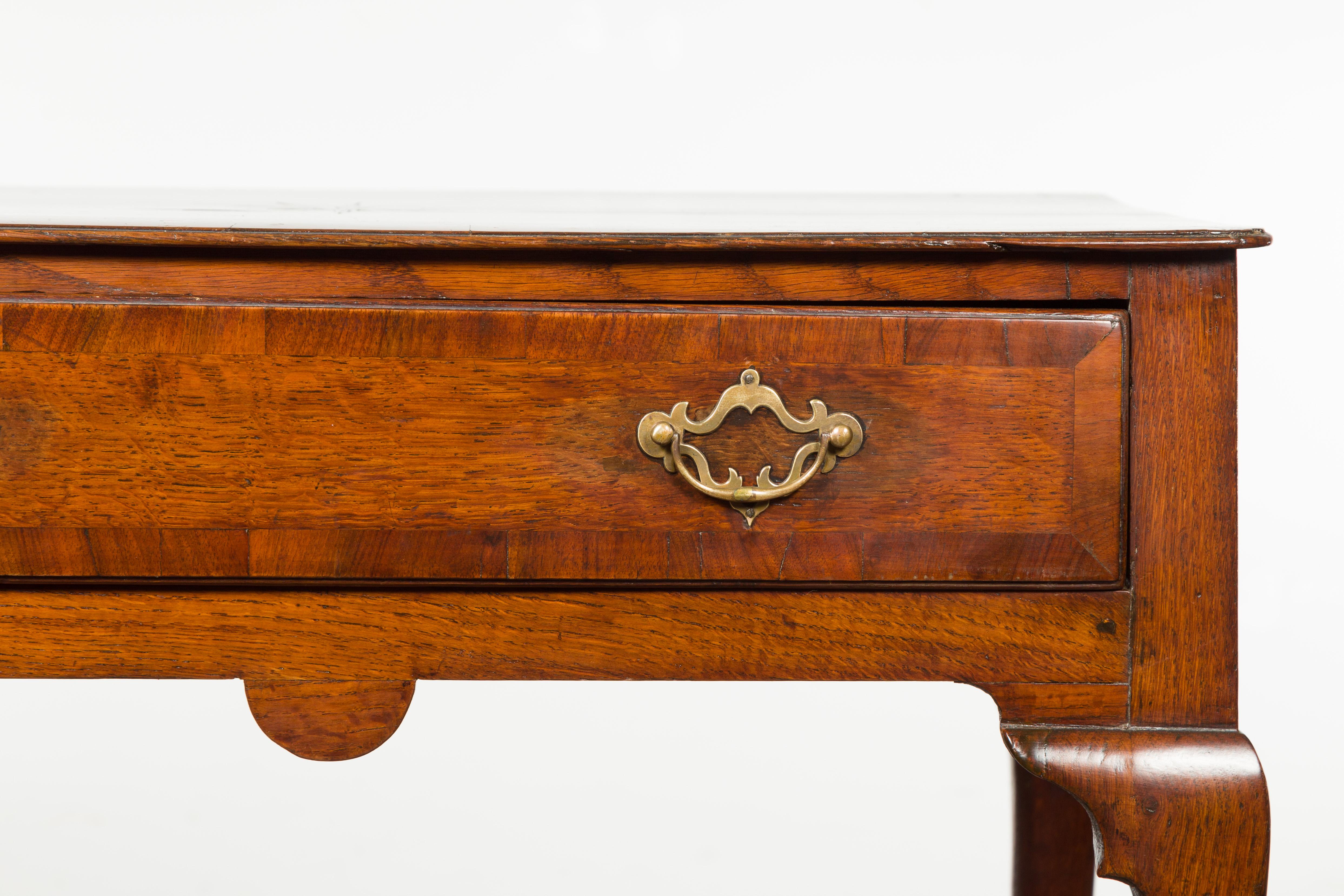 English George III Period 1810s Oak Lowboy with Single Drawer and Star Inlay 5