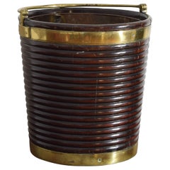 English George III Period Brass Bound Mahogany Peat Bucket, 18th to 19th Cent.