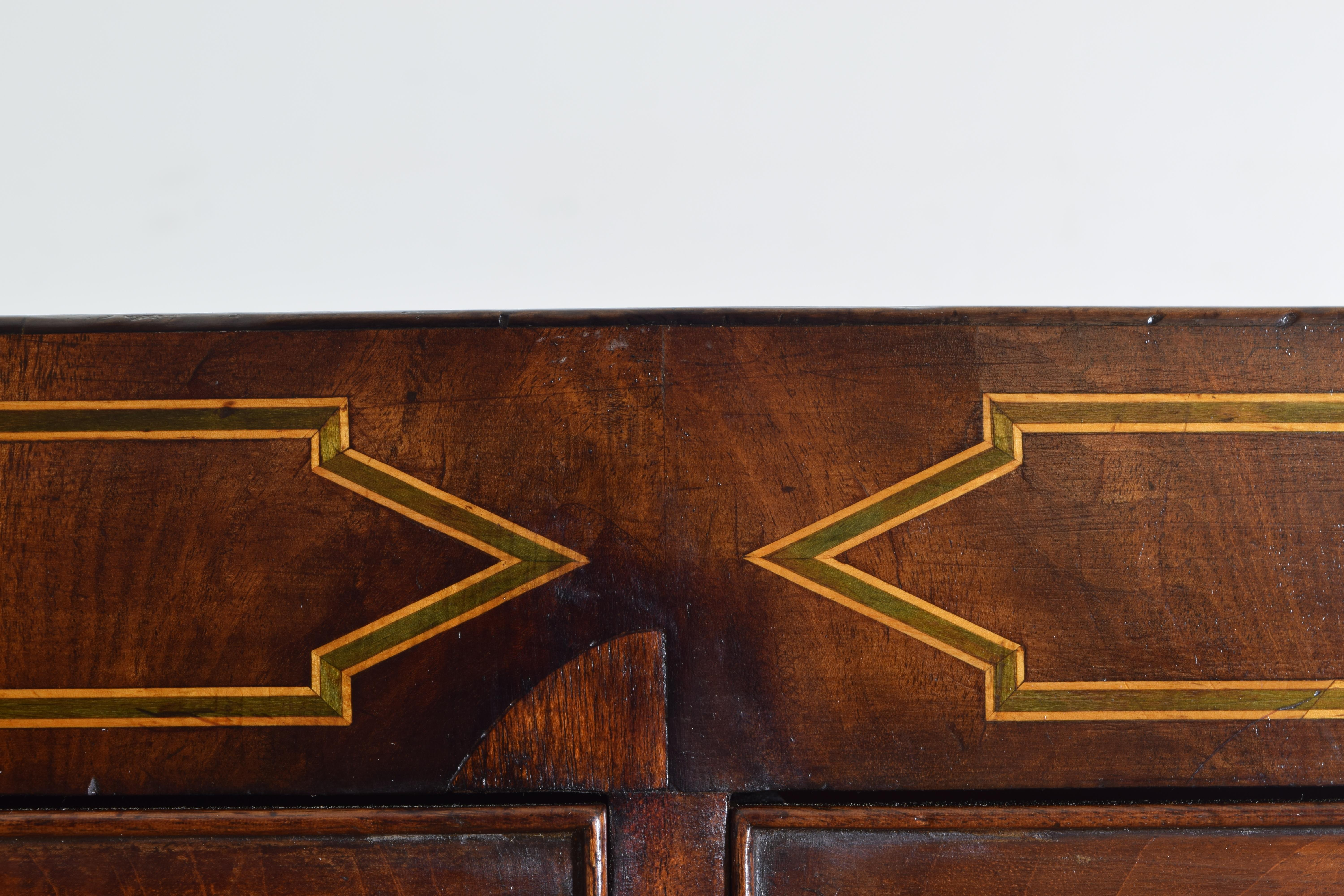 English George III Period Mahogany & Satinwood Inlaid Bowfront Chest, circa 1810 5