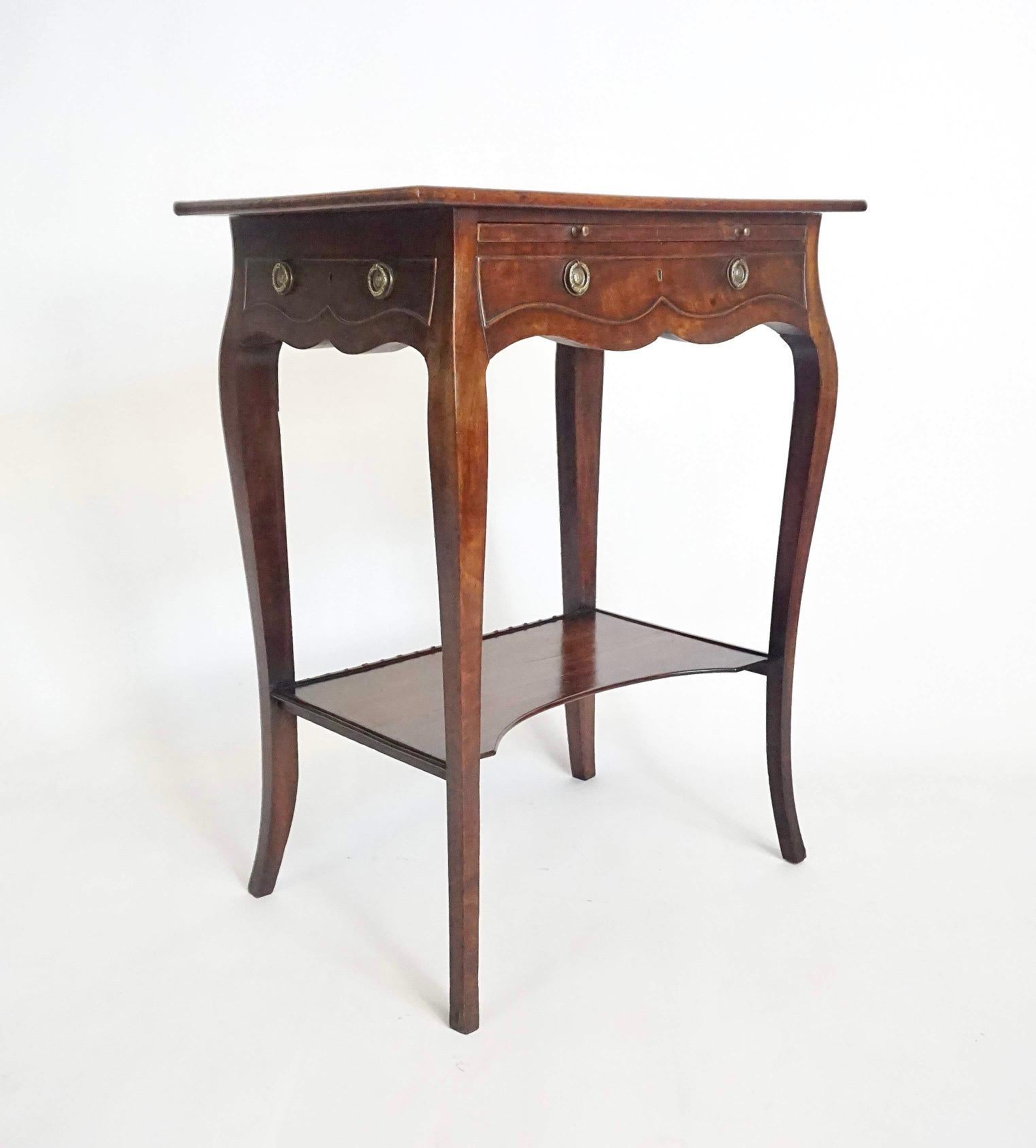 Rococo English George III Sabicu & Gonçalo Alves Work Table in the Manner of John Cobb For Sale