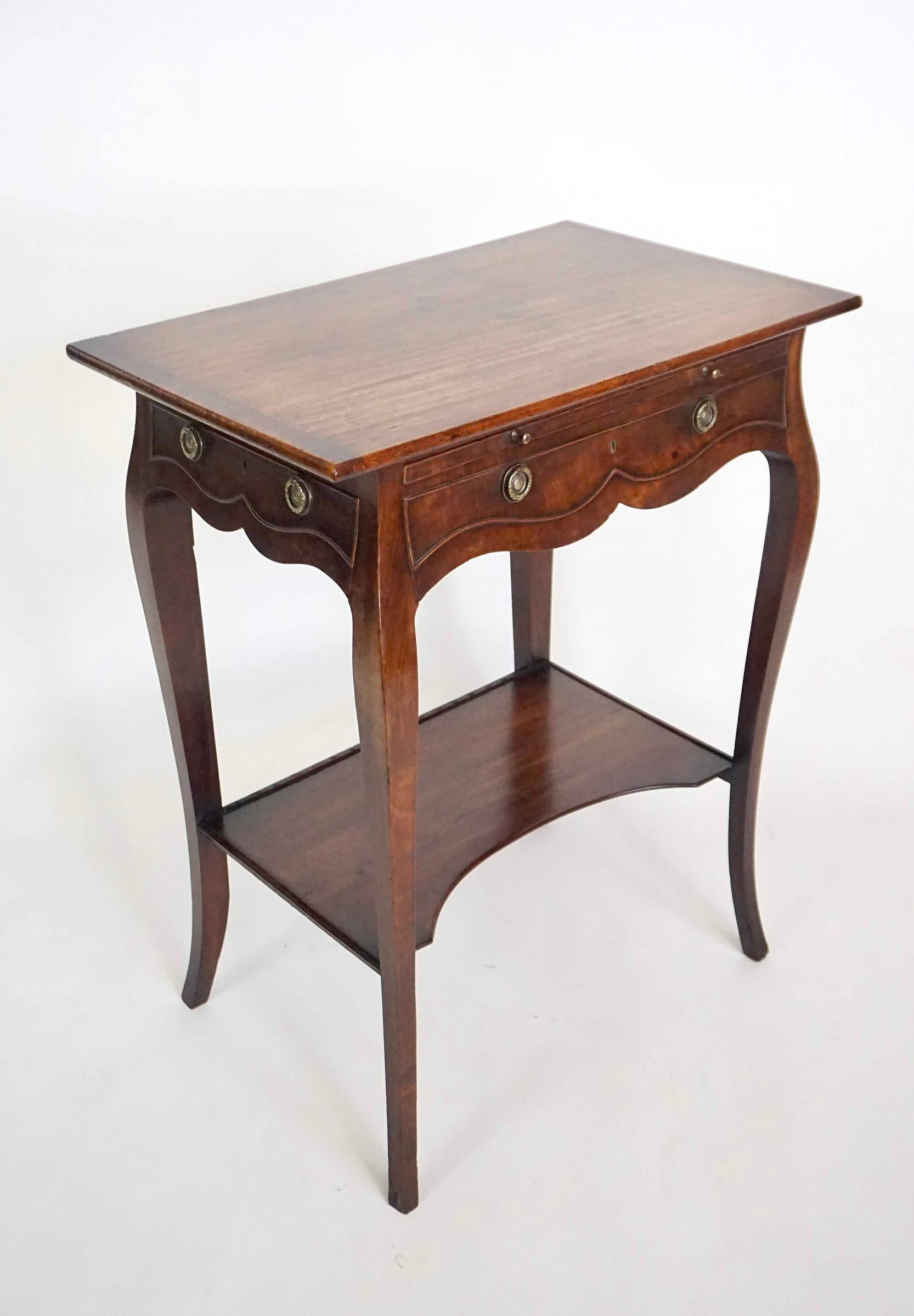 Hand-Crafted English George III Sabicu & Gonçalo Alves Work Table in the Manner of John Cobb For Sale