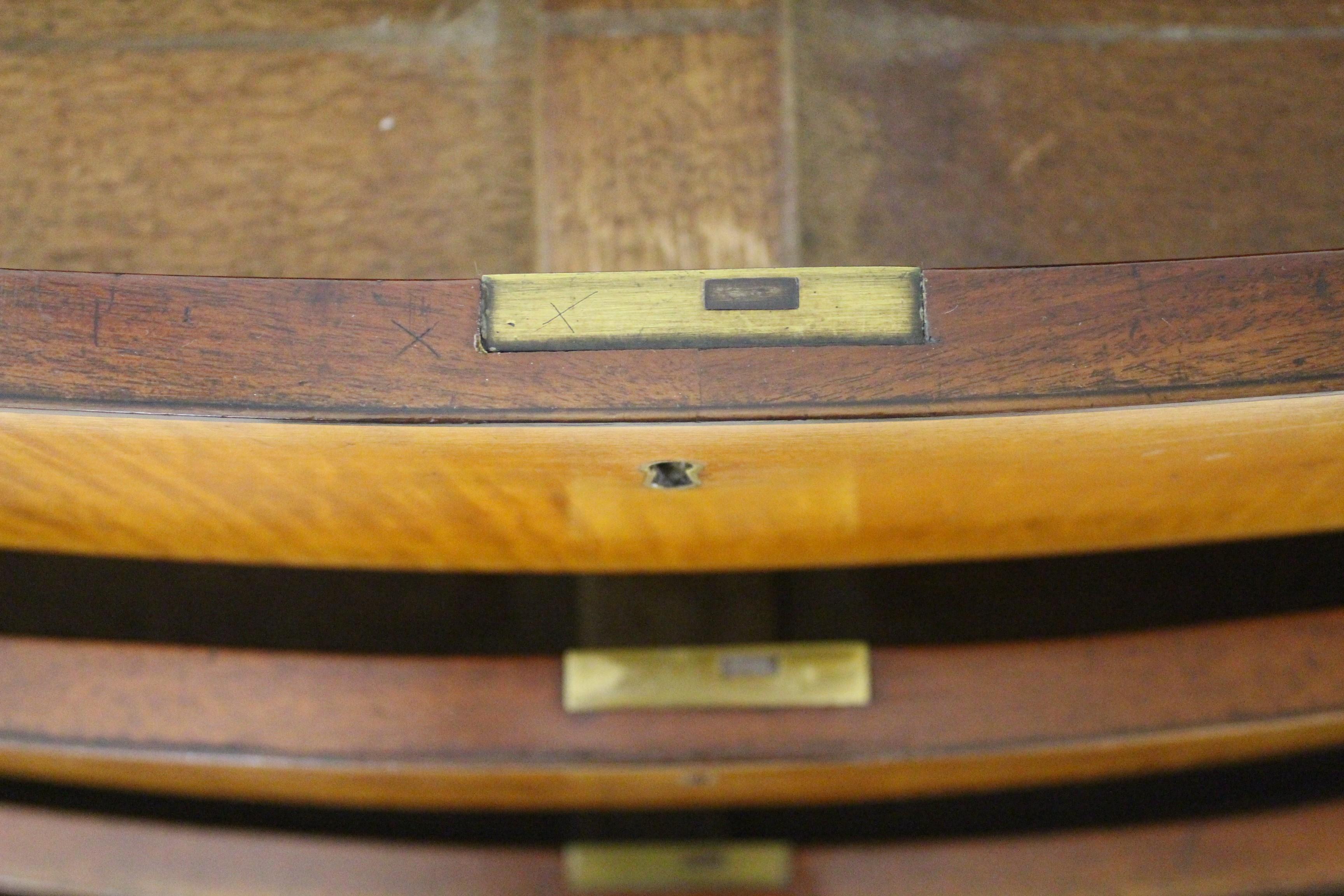 English George III Satinwood Bow Fronted Chest Commode, circa 1790 6