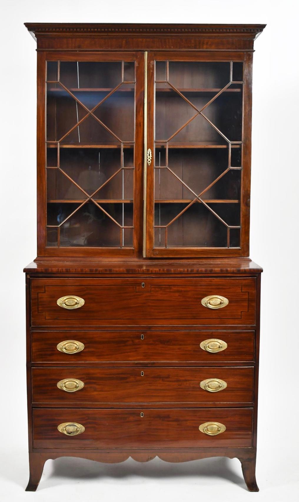 English George III Secretaire Bookcase, circa 1790 In Good Condition In Bradenton, FL