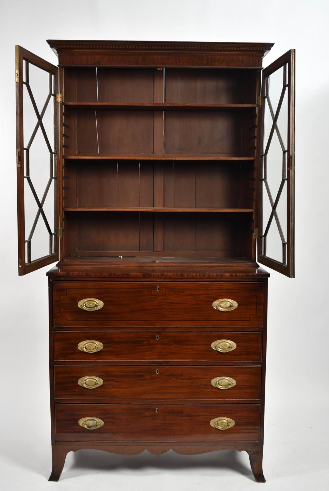 18th Century English George III Secretaire Bookcase, circa 1790