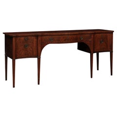 English George III Shallow Mahogany Serpentine Sideboard w/Box Wood String Inlay