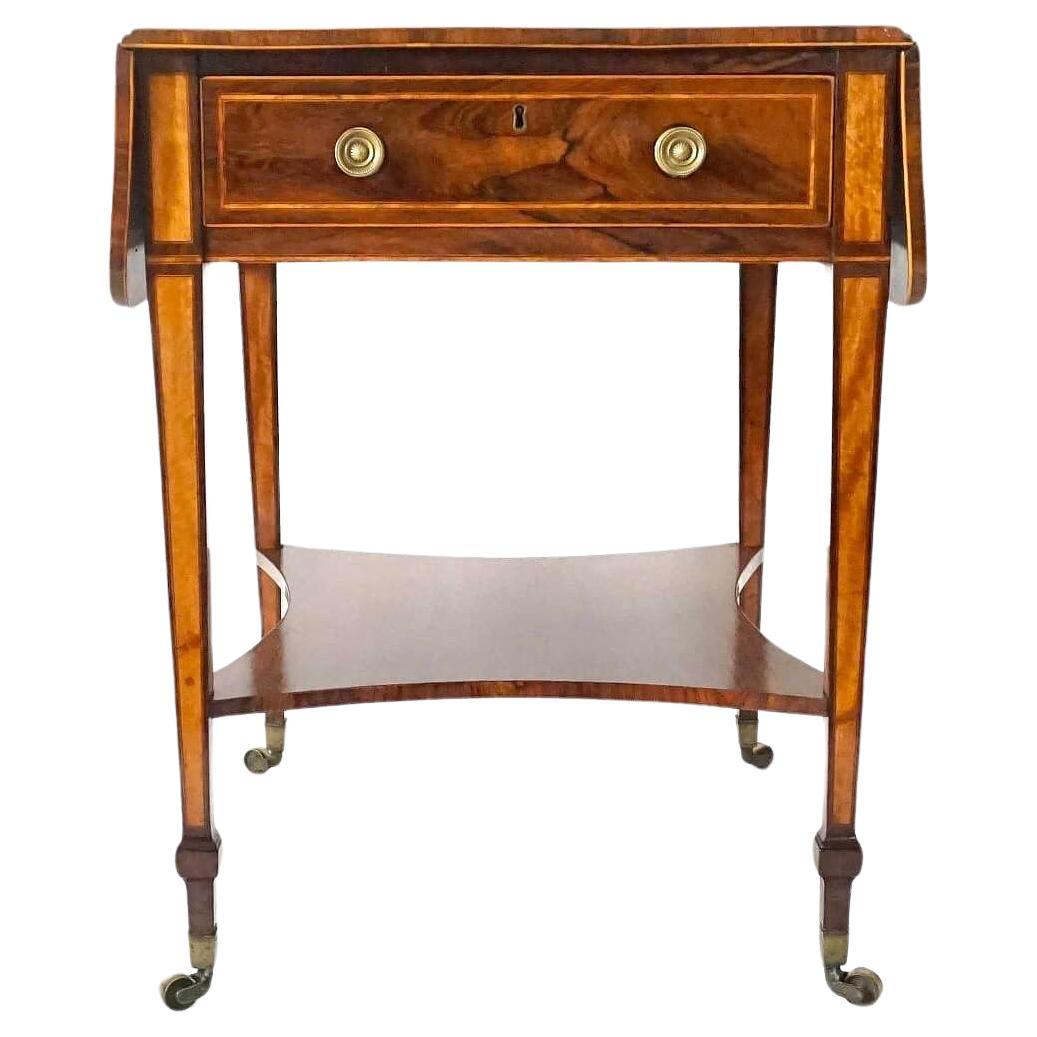 English George III Sheraton Rosewood & Satinwood Pembroke Table, circa 1800