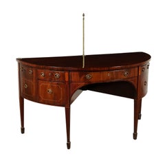 Englisches Sideboard aus Mahagoni, Ahorn und Ebenholz, Bro Messing, um 1790, englischer George III.-Stil