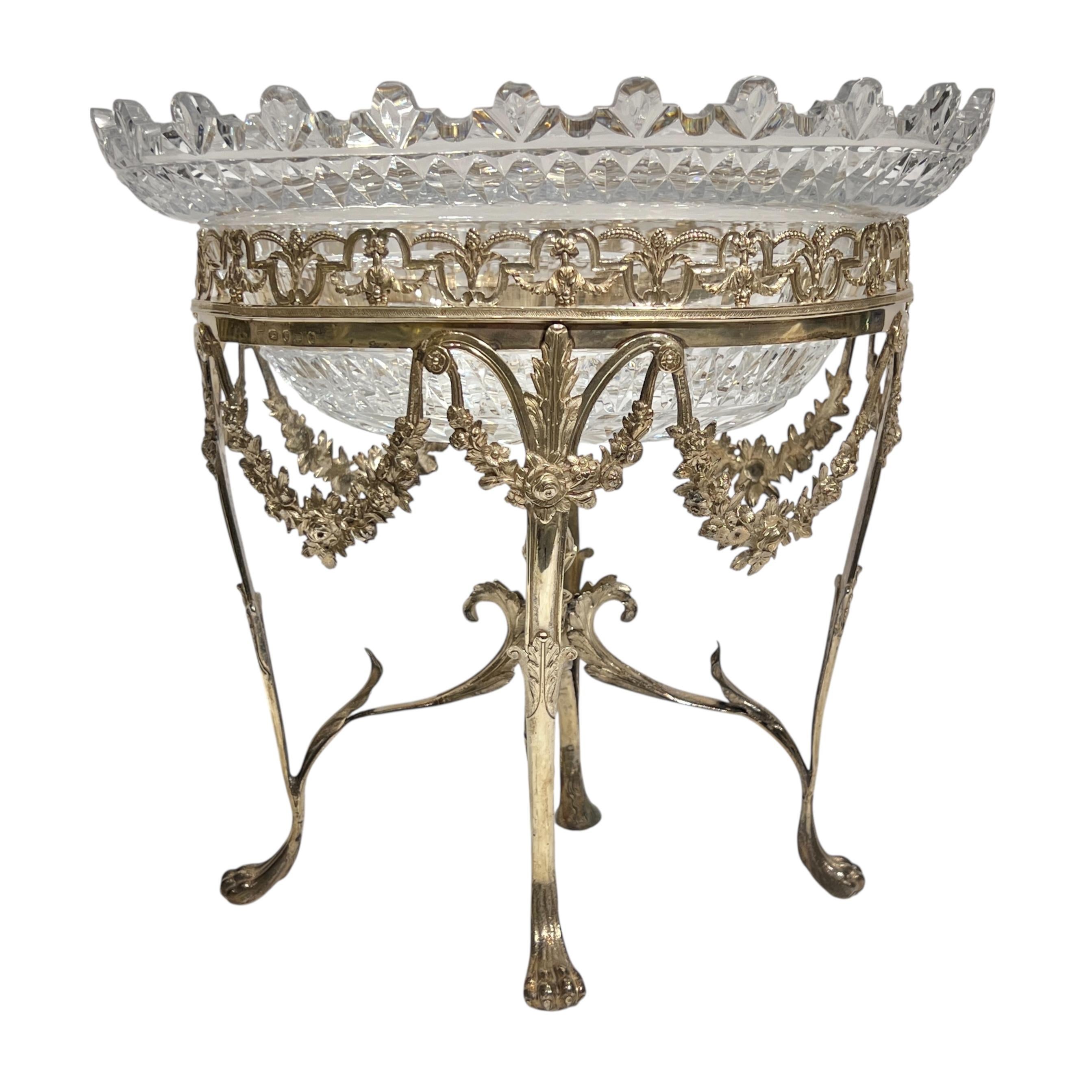 English George III Sterling Silver and Cut Glass Epergne 4-Piece Set For Sale 1