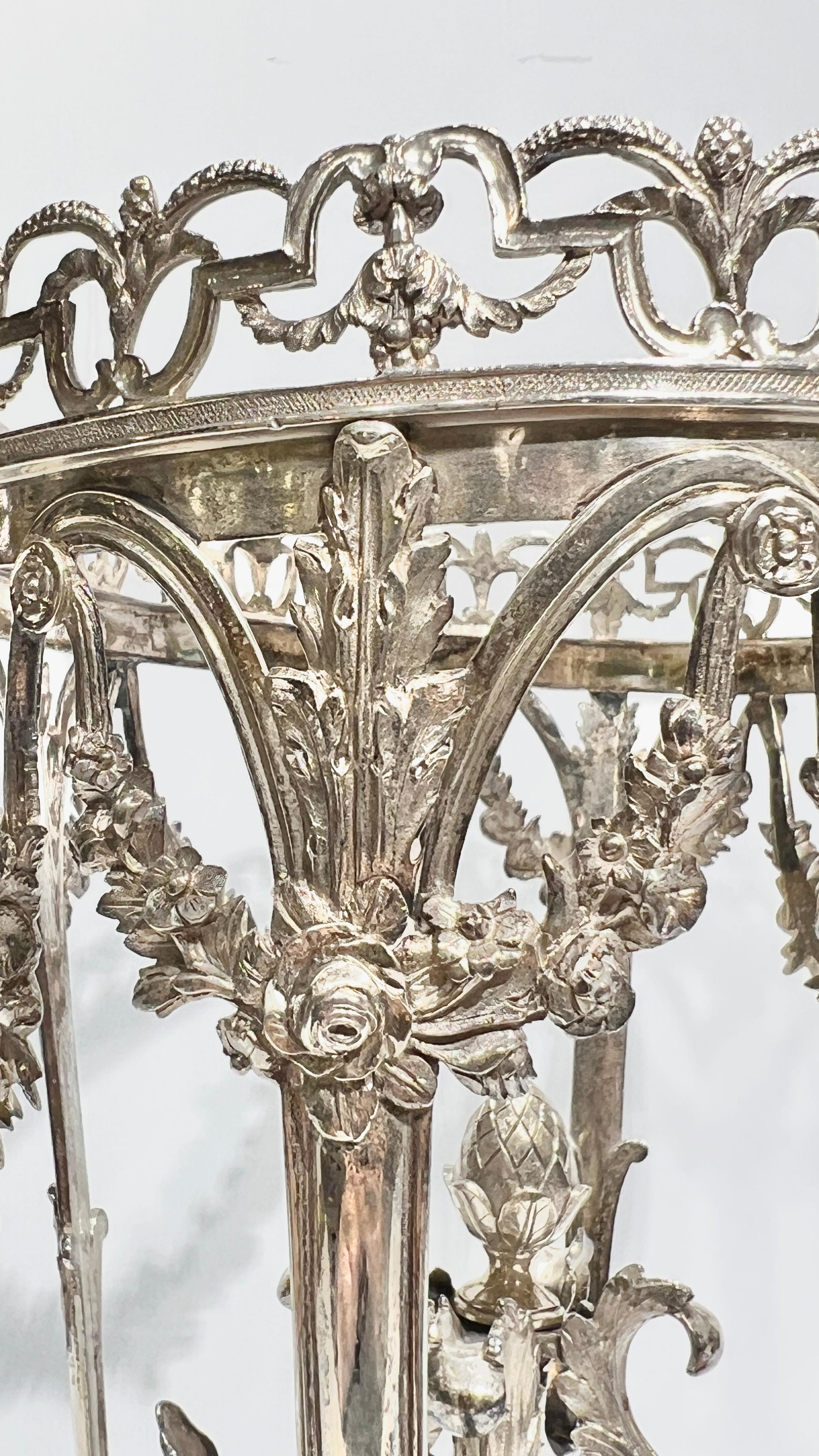 English George III Sterling Silver and Cut Glass Epergne 4-Piece Set For Sale 4