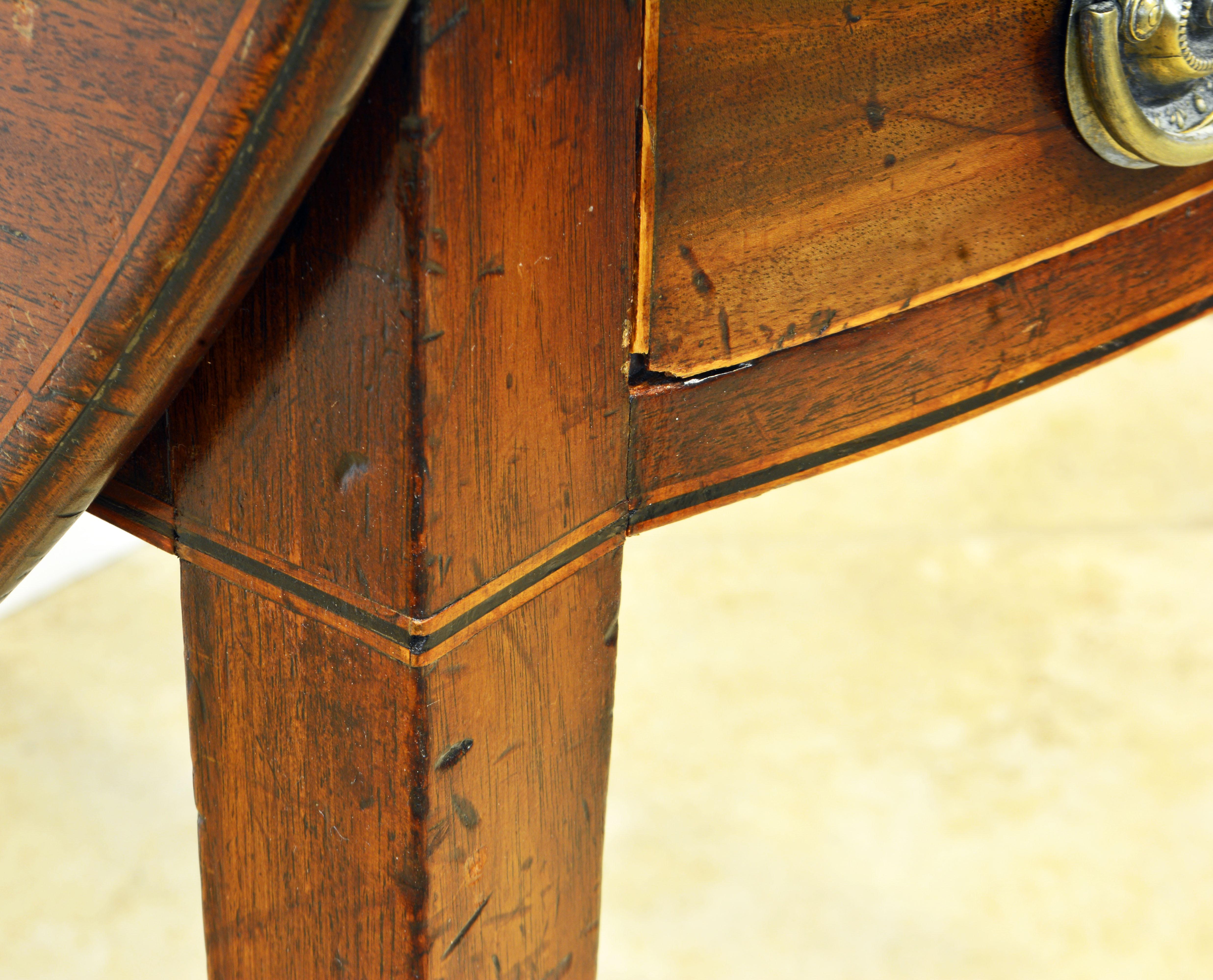 George III String Inlaid Mahogany Oval One-Drawer Pembroke Table, circa 1820 7