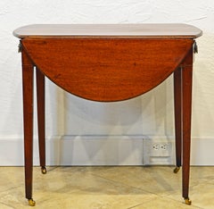 George III String Inlaid Mahogany Oval One-Drawer Pembroke Table, circa 1820